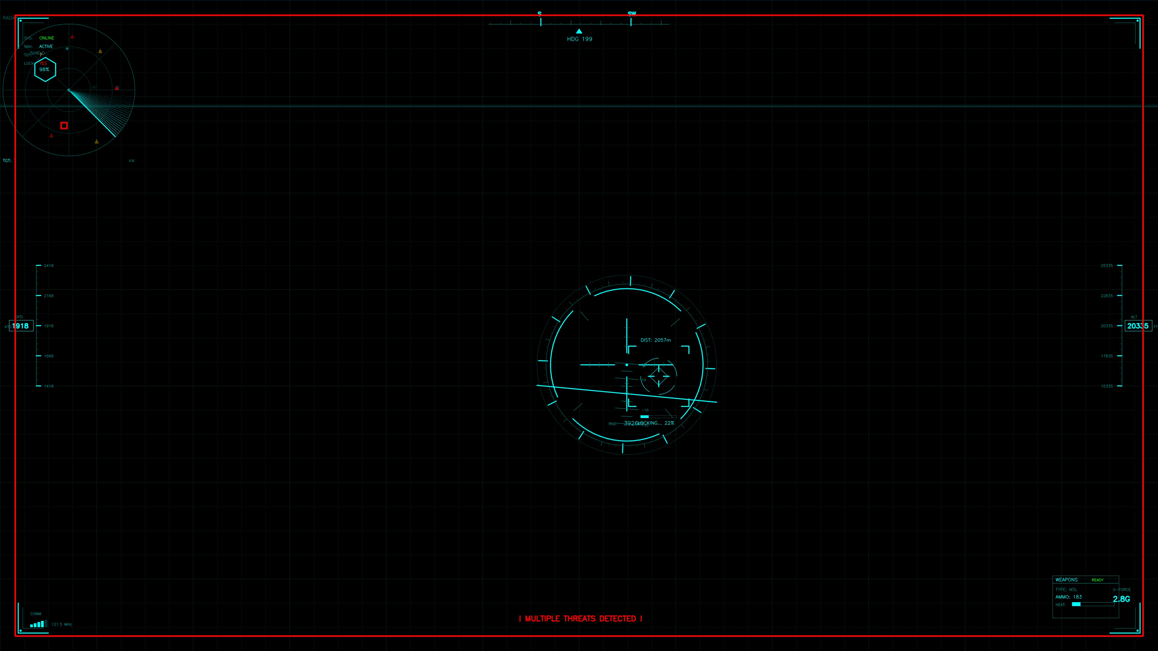 Military guide war stock footage HUD animation for science fiction production with radar interface and sensor data display