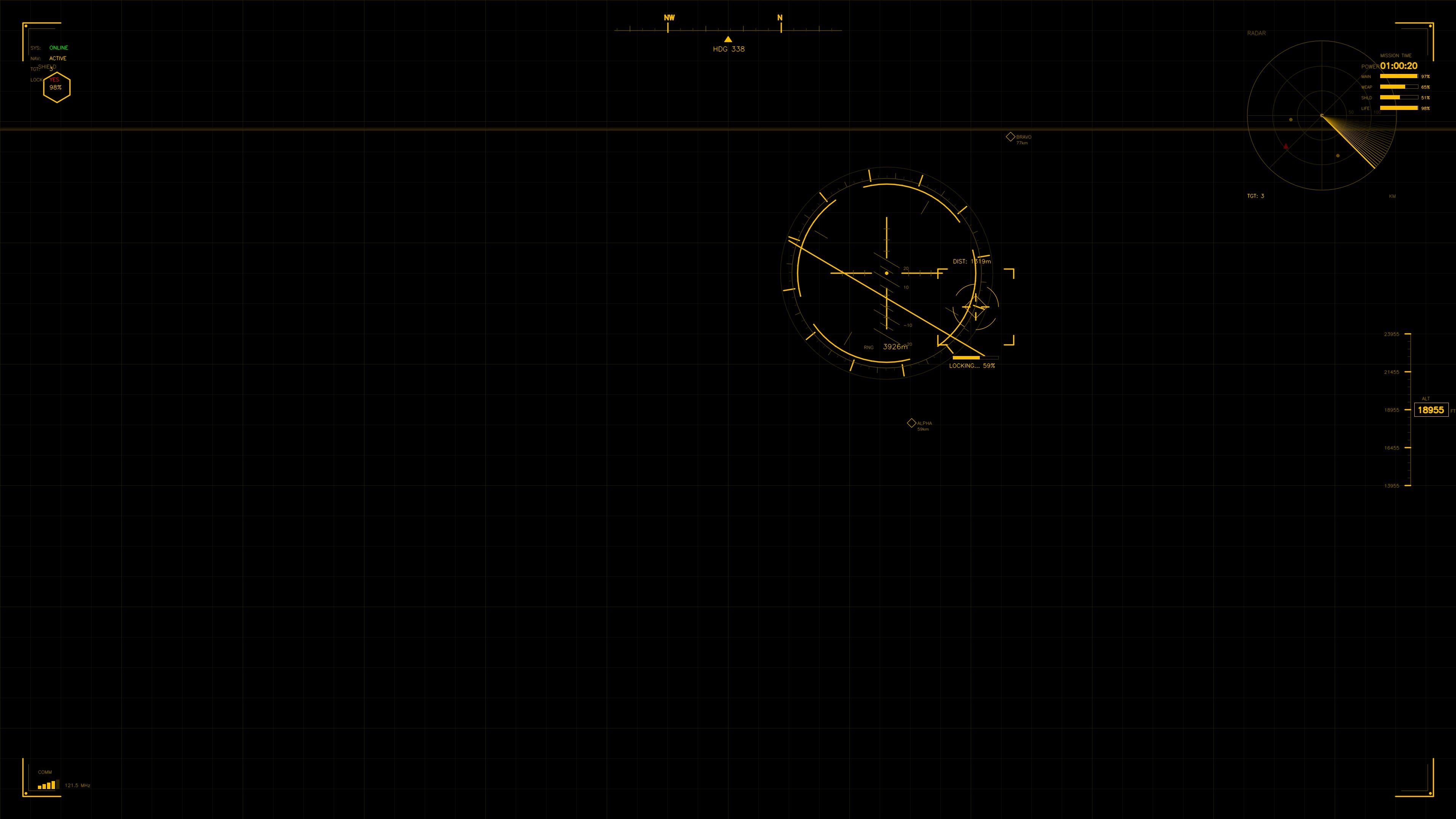 Military hud animation for sci fi production with war theme and high-tech graphics in dark setting