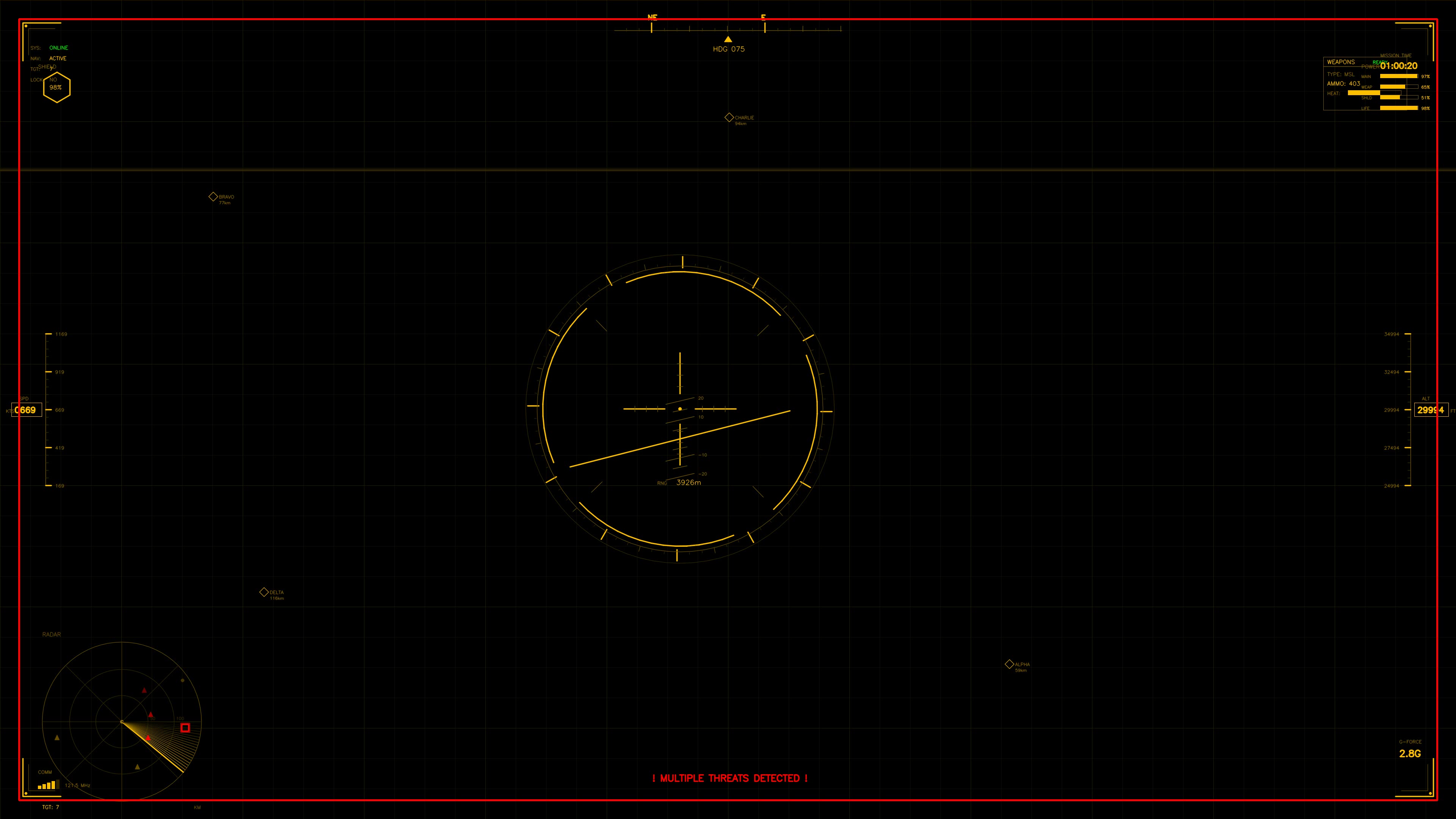 Military GUI war stock footage with HUD animation for science fiction settings in digital environments for use in various productions