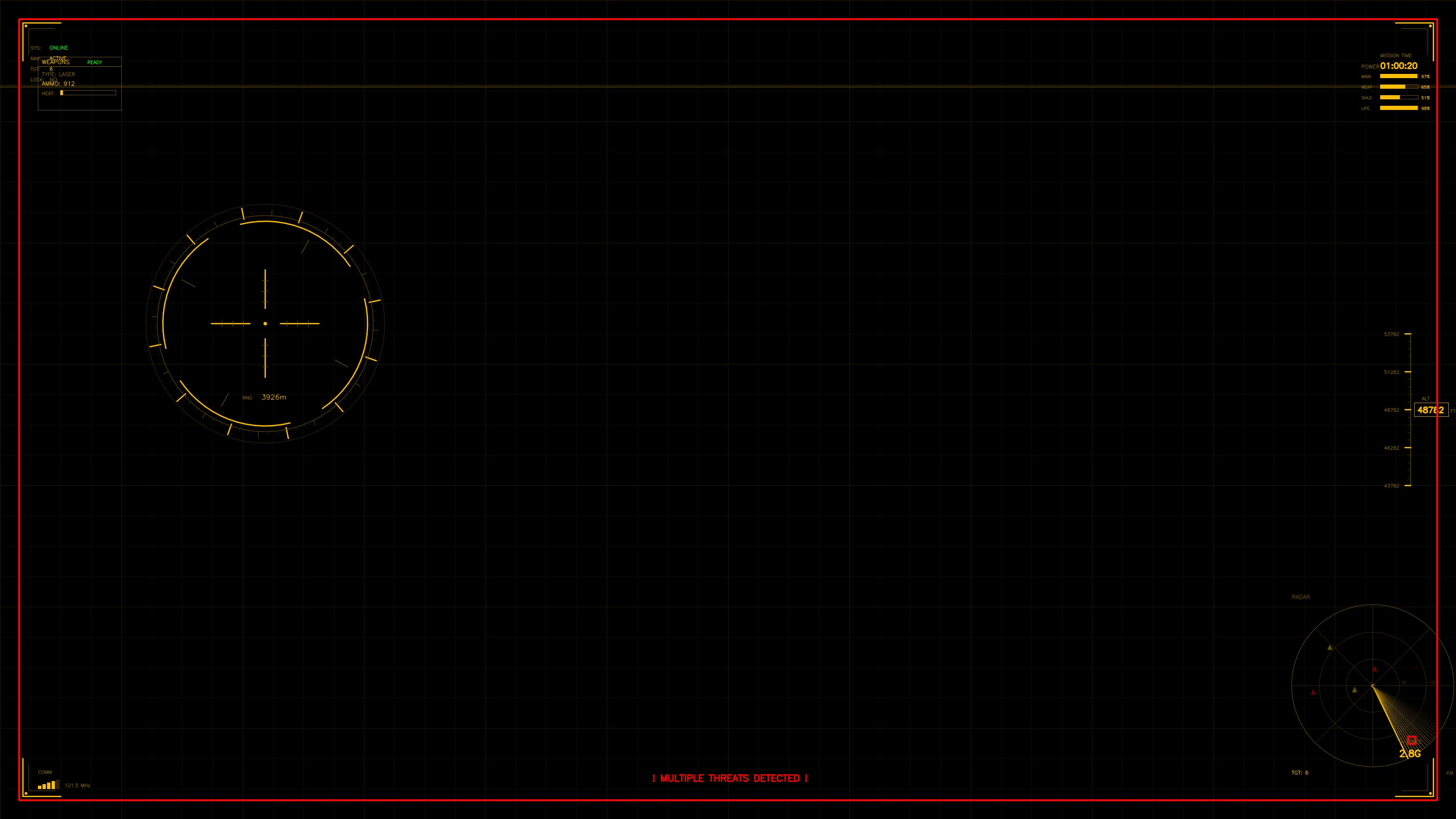 Military gui war stock footage hud animation for sci fi production showing radar and targeting system in dark environment