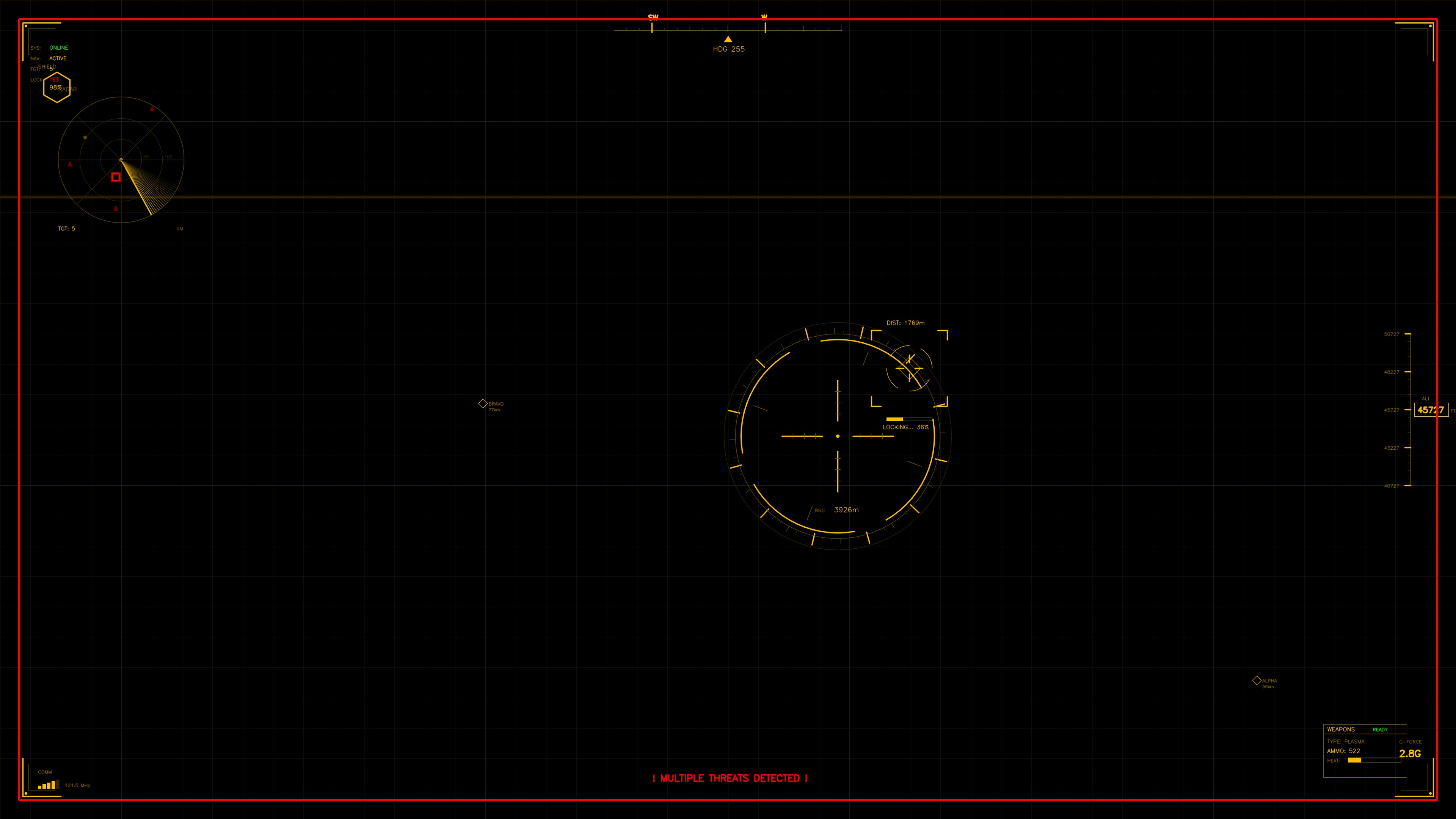 Military guidance and war stock footage HUD animation for science fiction production in a digital environment