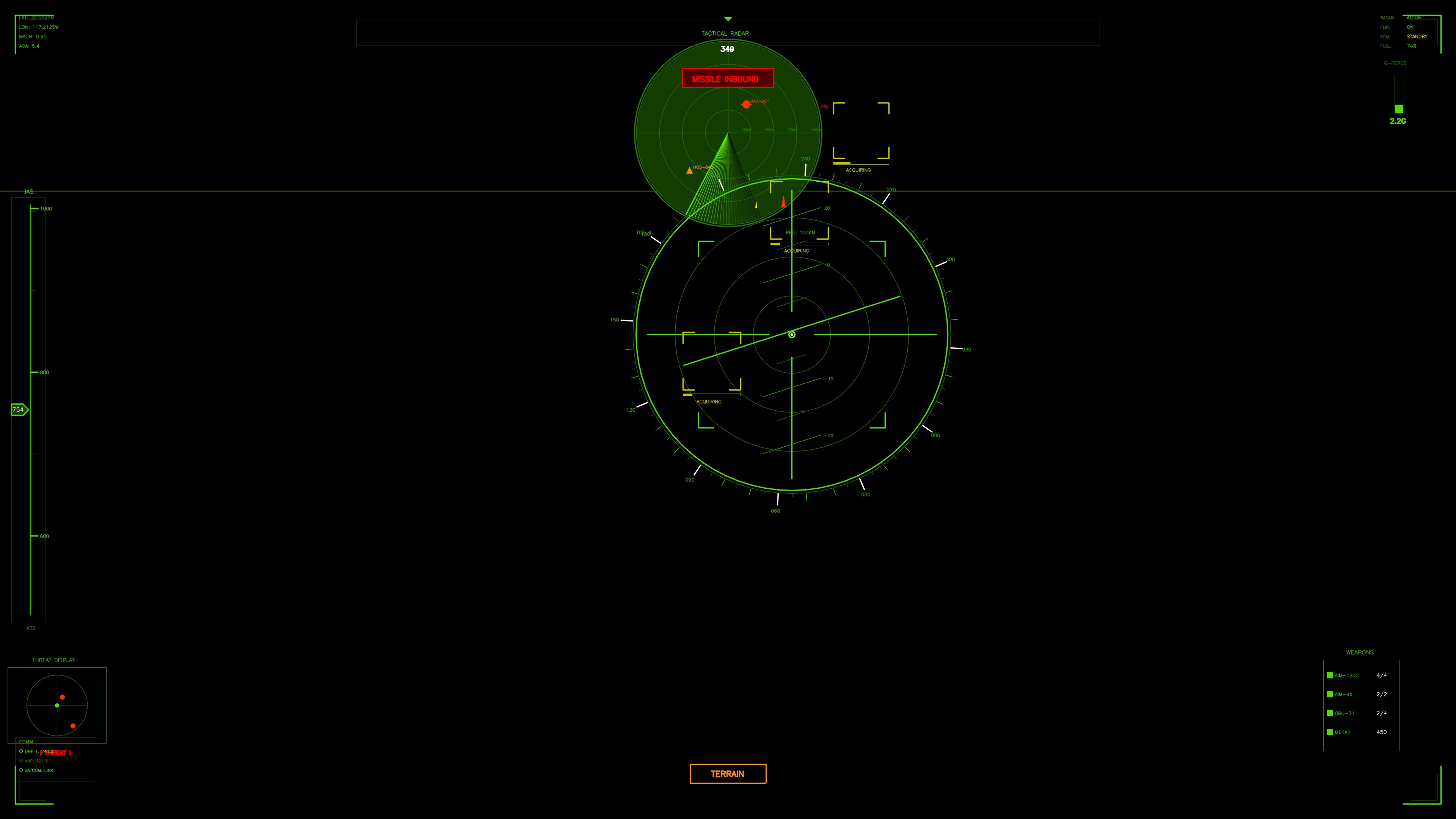 Military GUI war stock footage with HUD animation for science fiction production in a combat environment