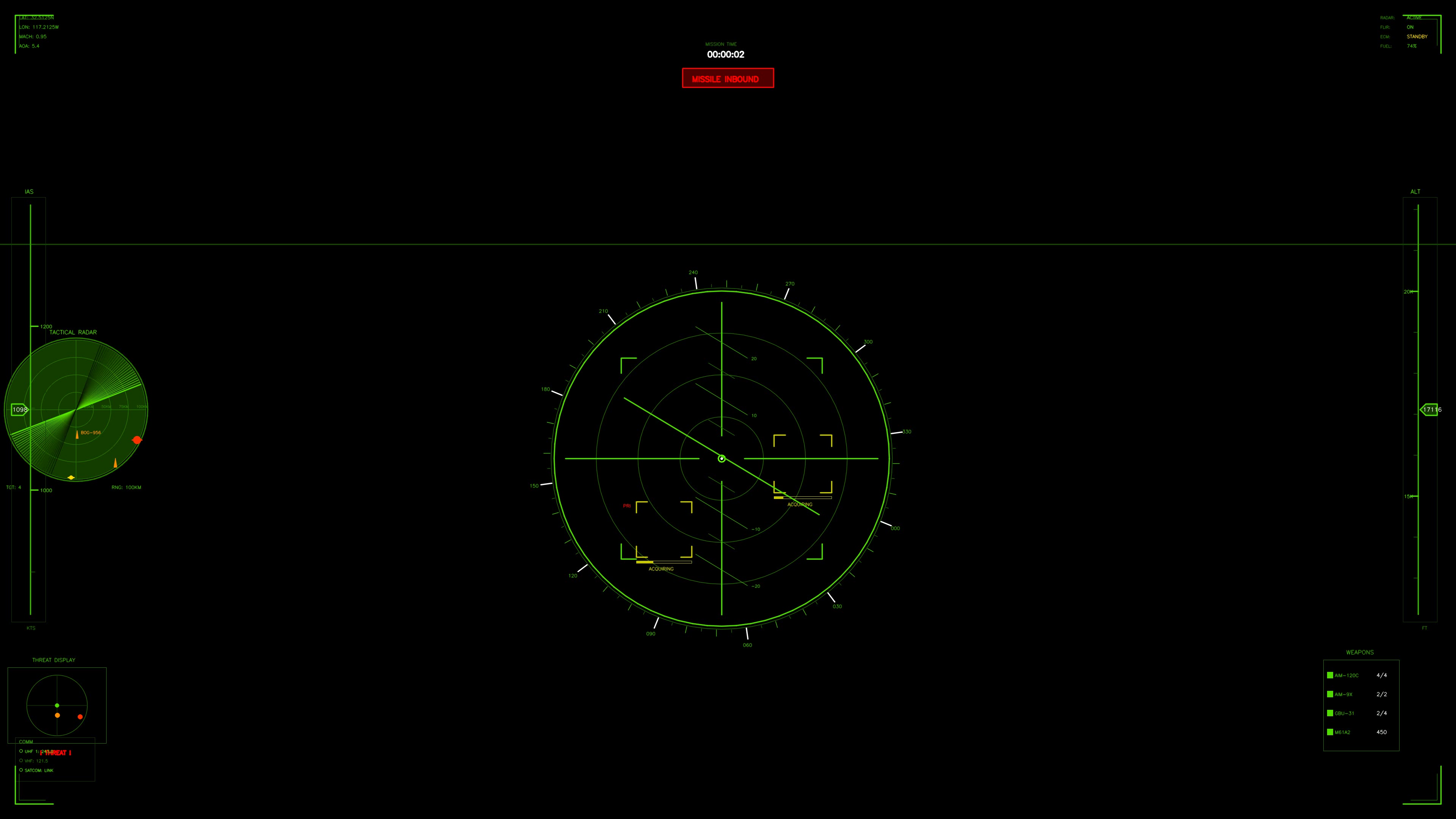 Military gui war stock footage hud animation for science fiction production with radar display and tracking systems