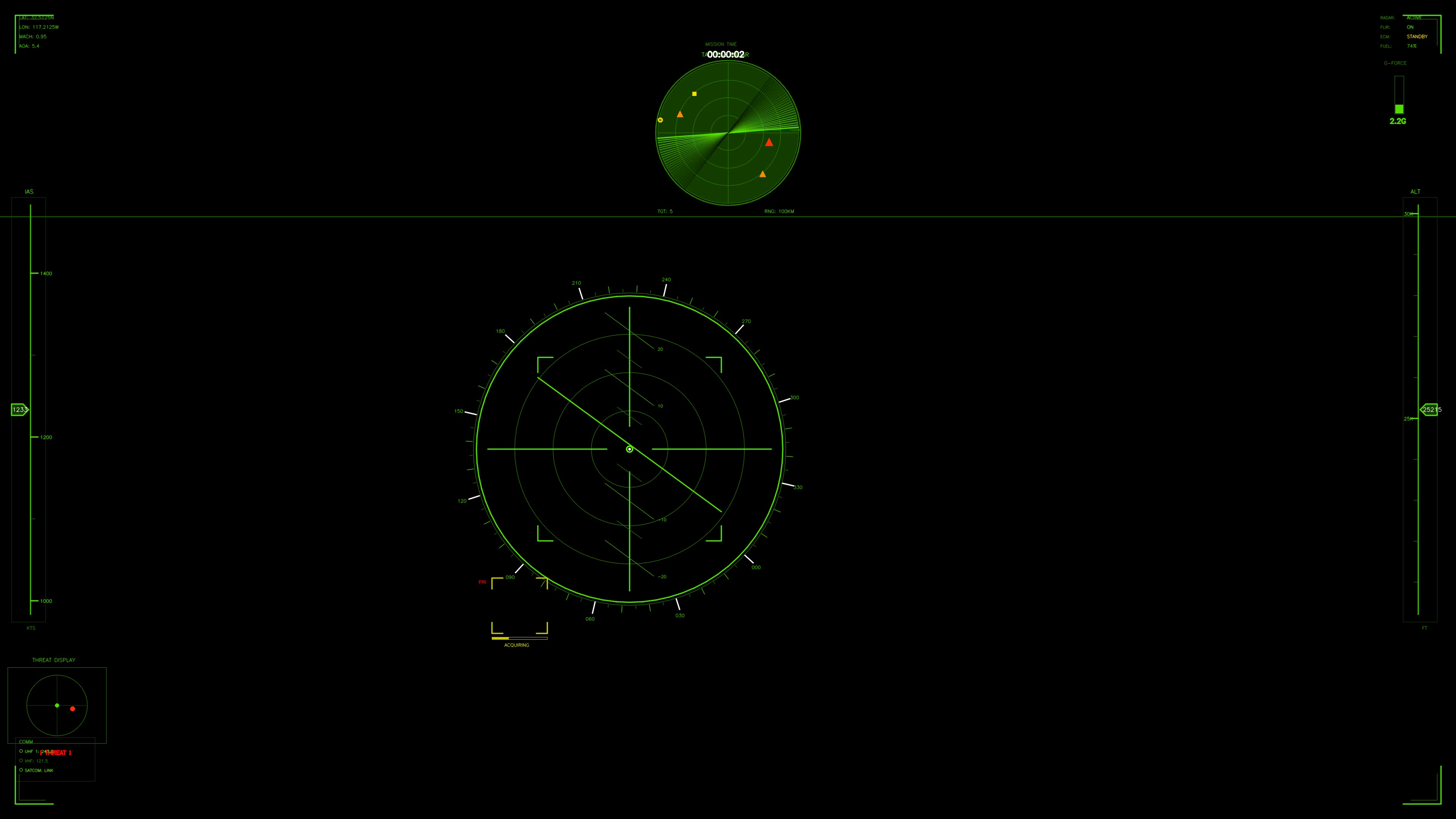 Military gui war stock footage hud animation for science fiction production in digital format with radar movements