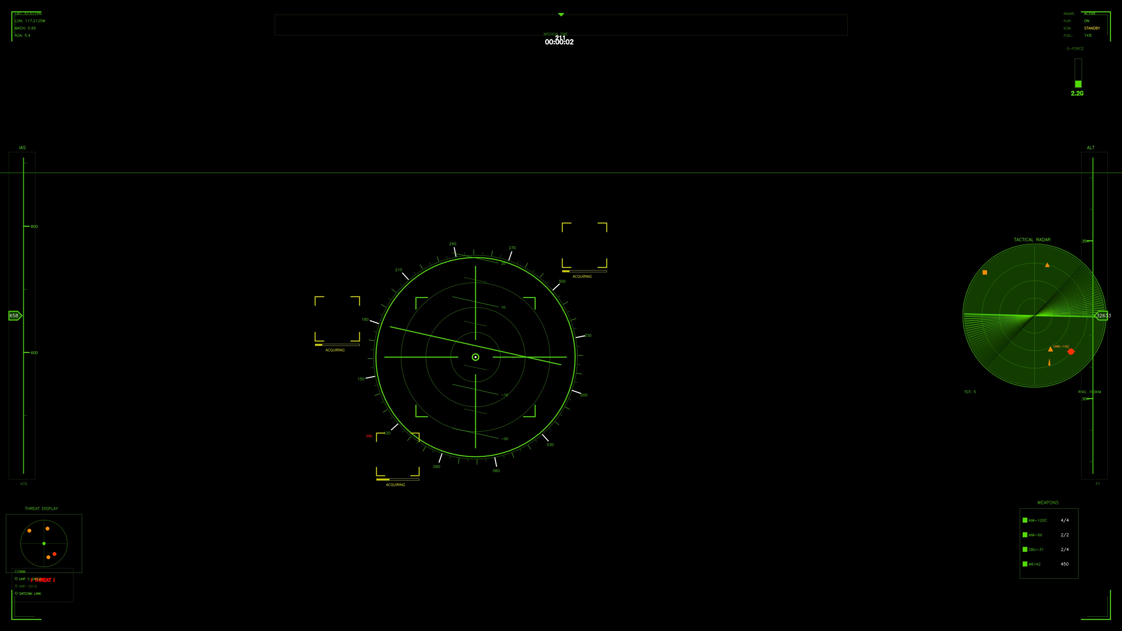 Military gui war stock footage with hud animation for science fiction production showing advanced targeting system and radar display
