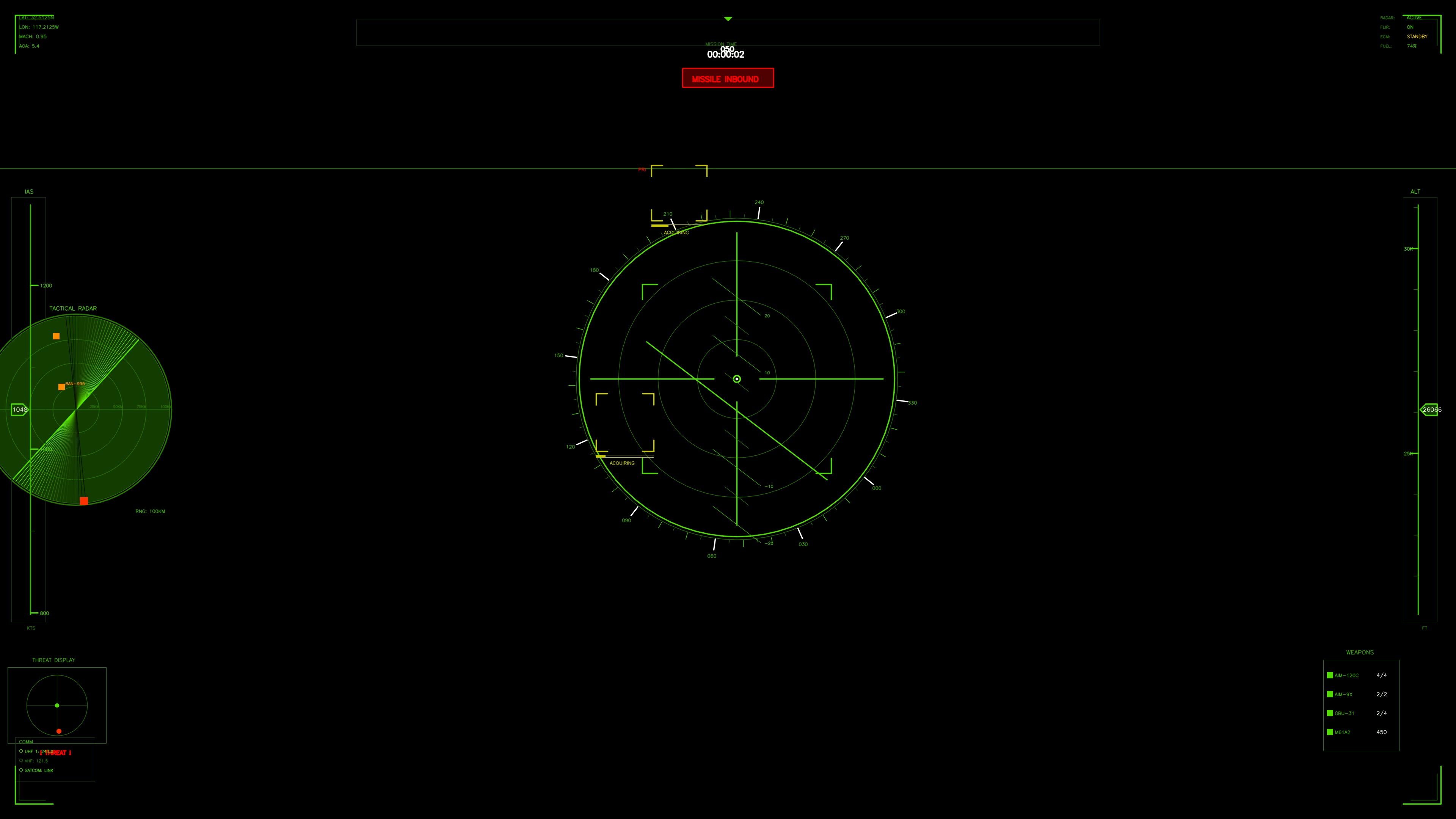 Military gui war stock footage hud animation for science fiction production with detailed radar display and real-time data