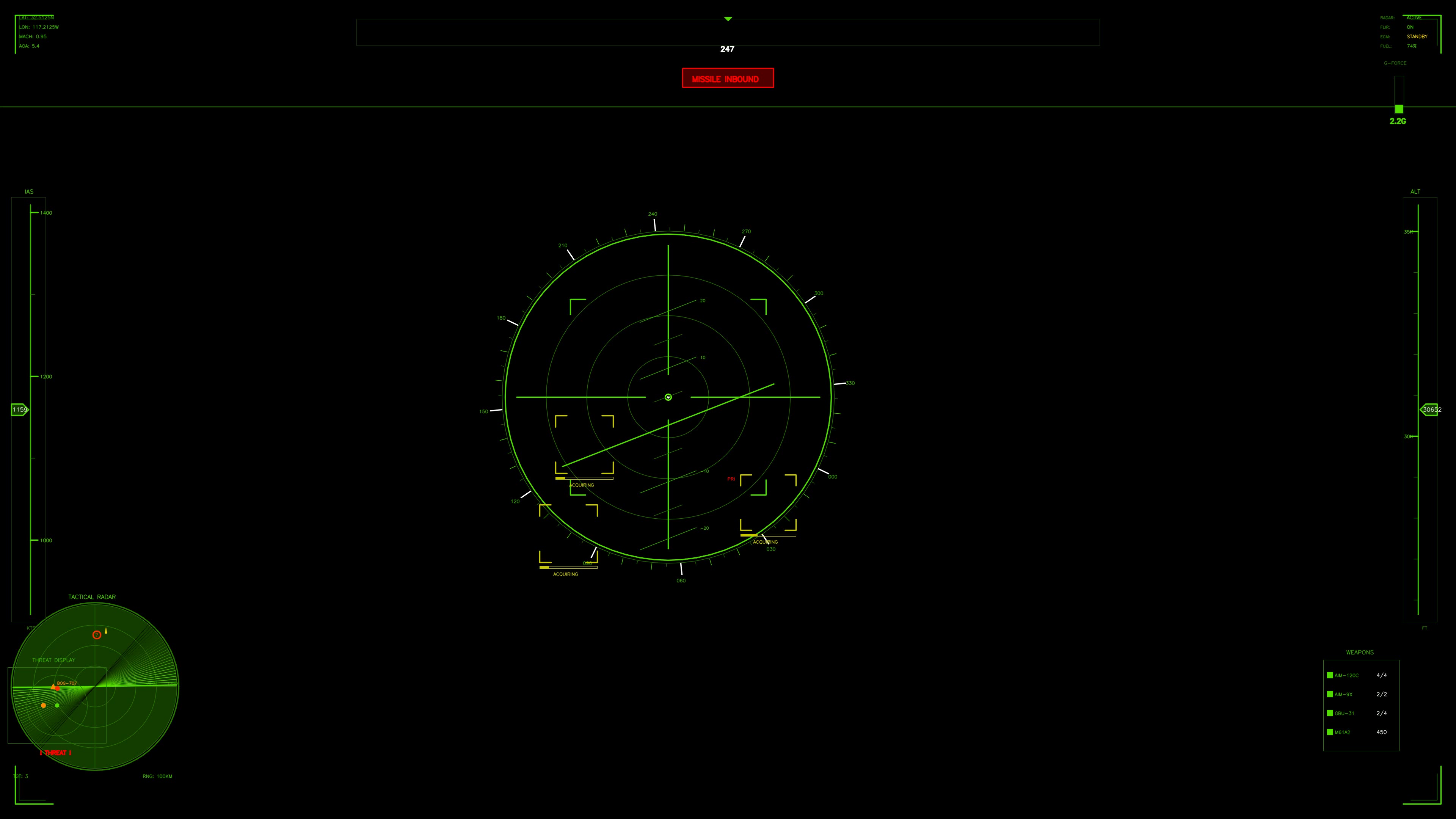 Military gui war stock footage hud animation for science fiction production with radar and targeting systems in a dark environment