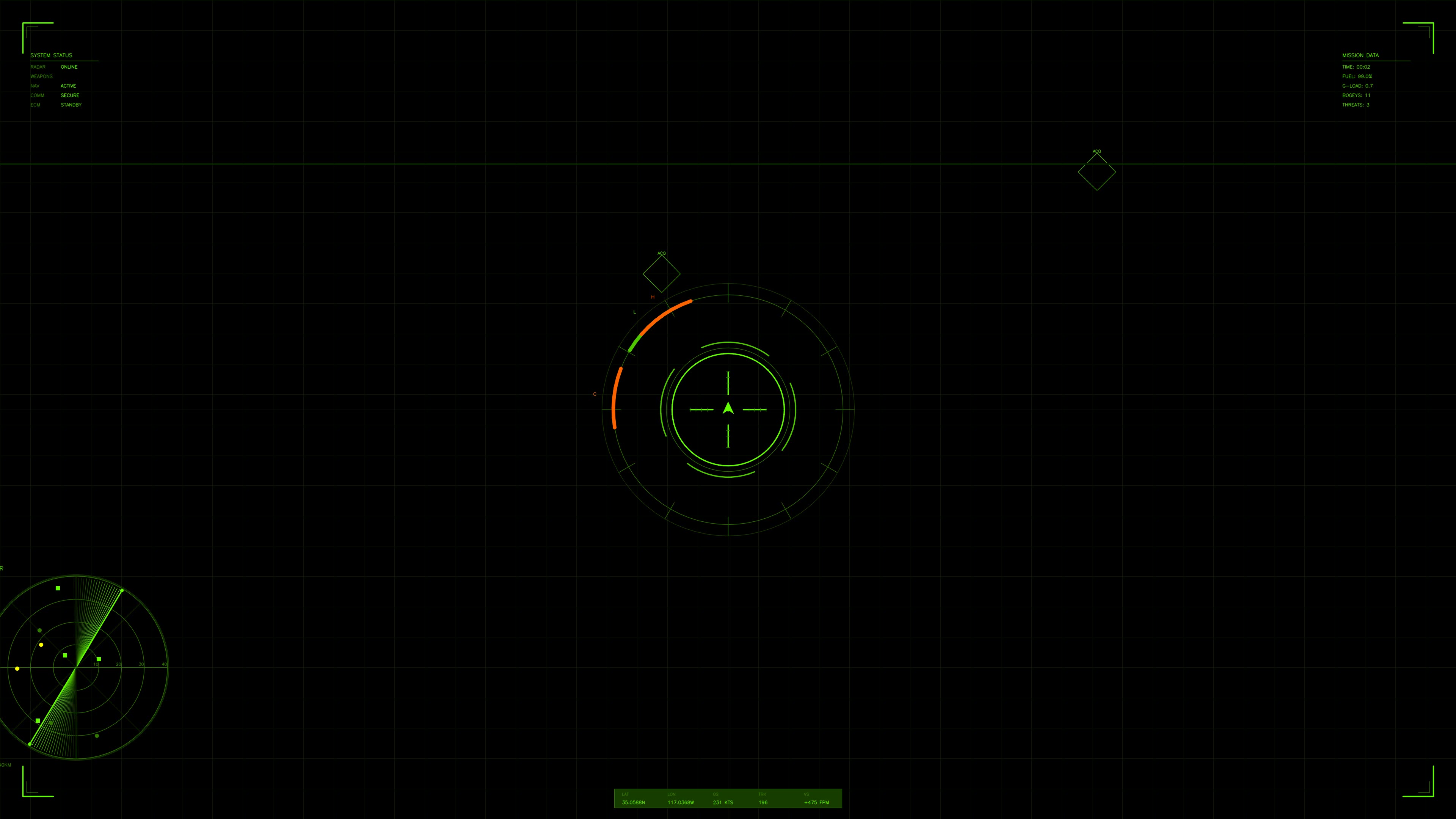 Military GUI war stock footage HUD animation for science fiction production in digital style