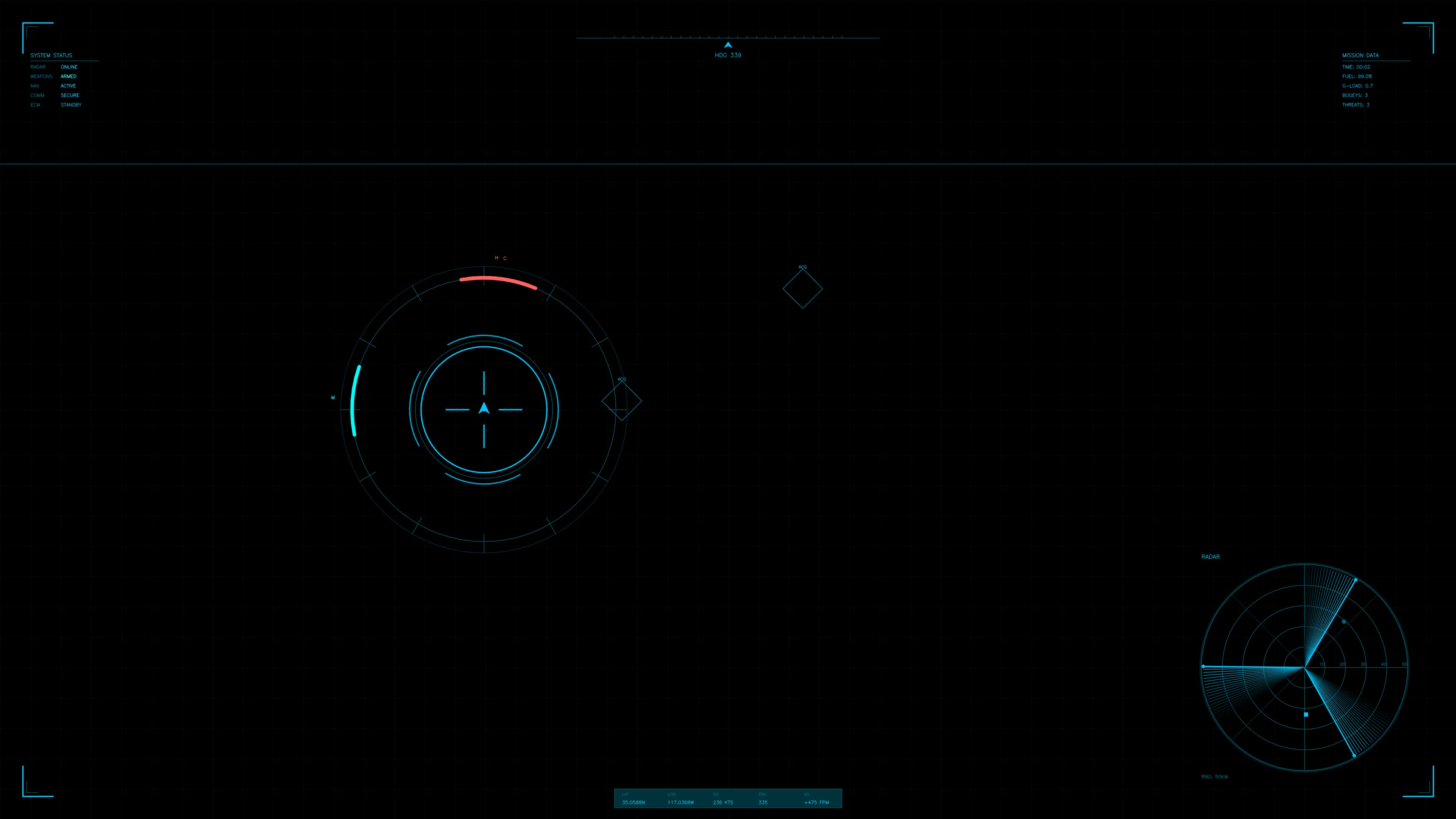 Military gui war stock footage hud animation for science fiction production designed for high-tech environments and user interactions in digital media