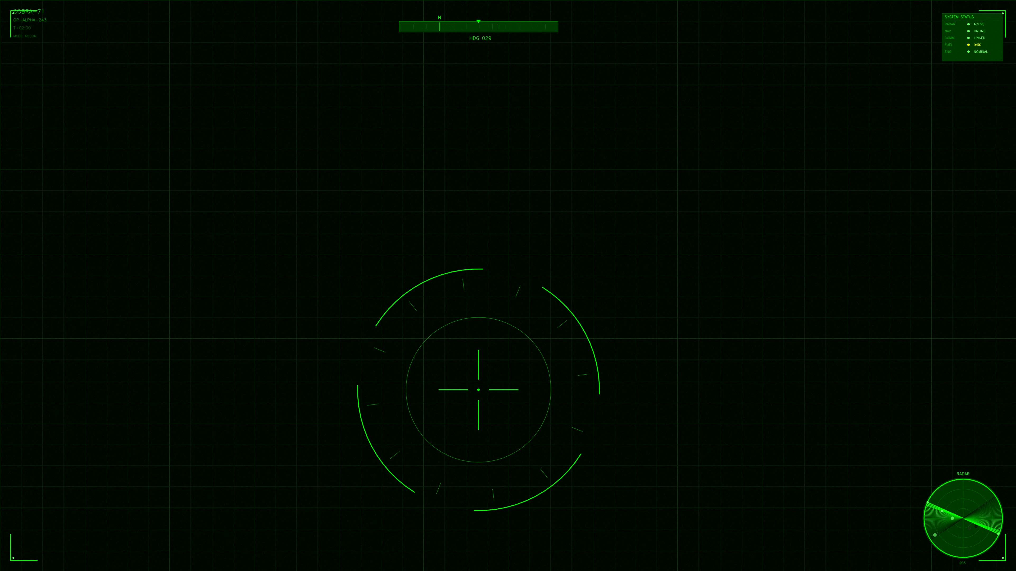 Military gui war stock footage hud animation for science fiction production in dark setting