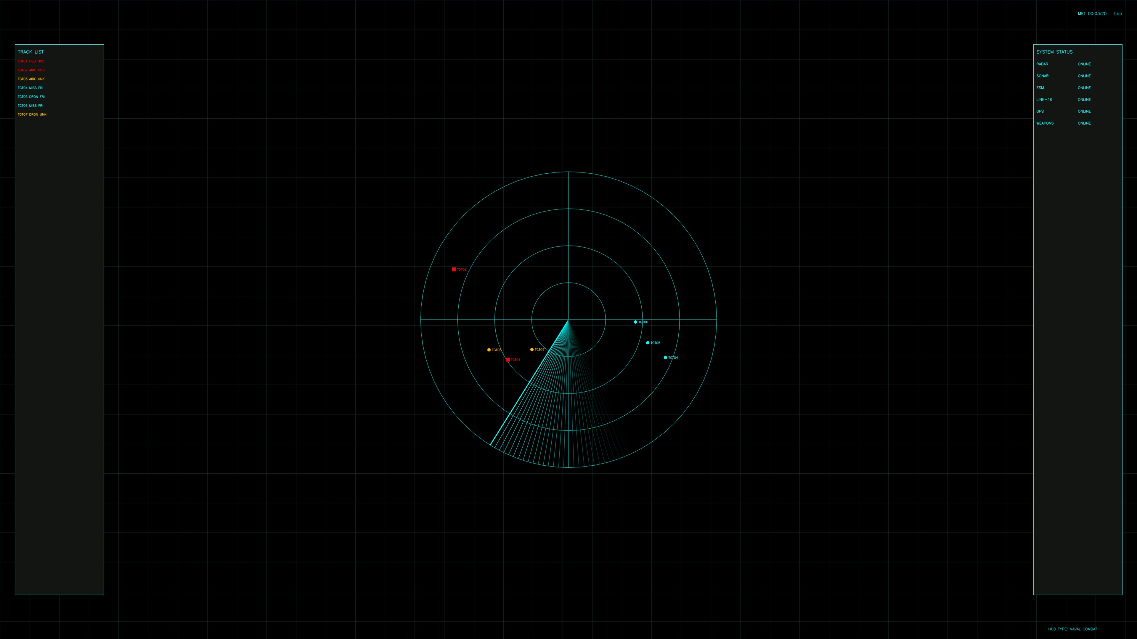 Military gui war stock footage hud animation for science fiction production with radar and data display