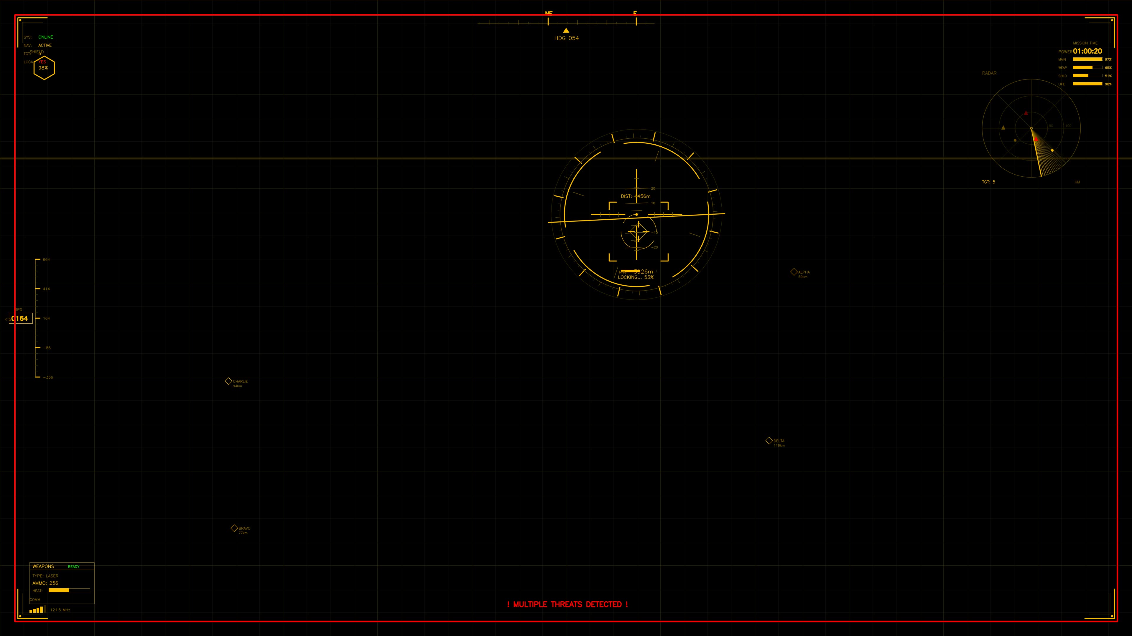 Military GUI war stock footage with HUD animation for science fiction production