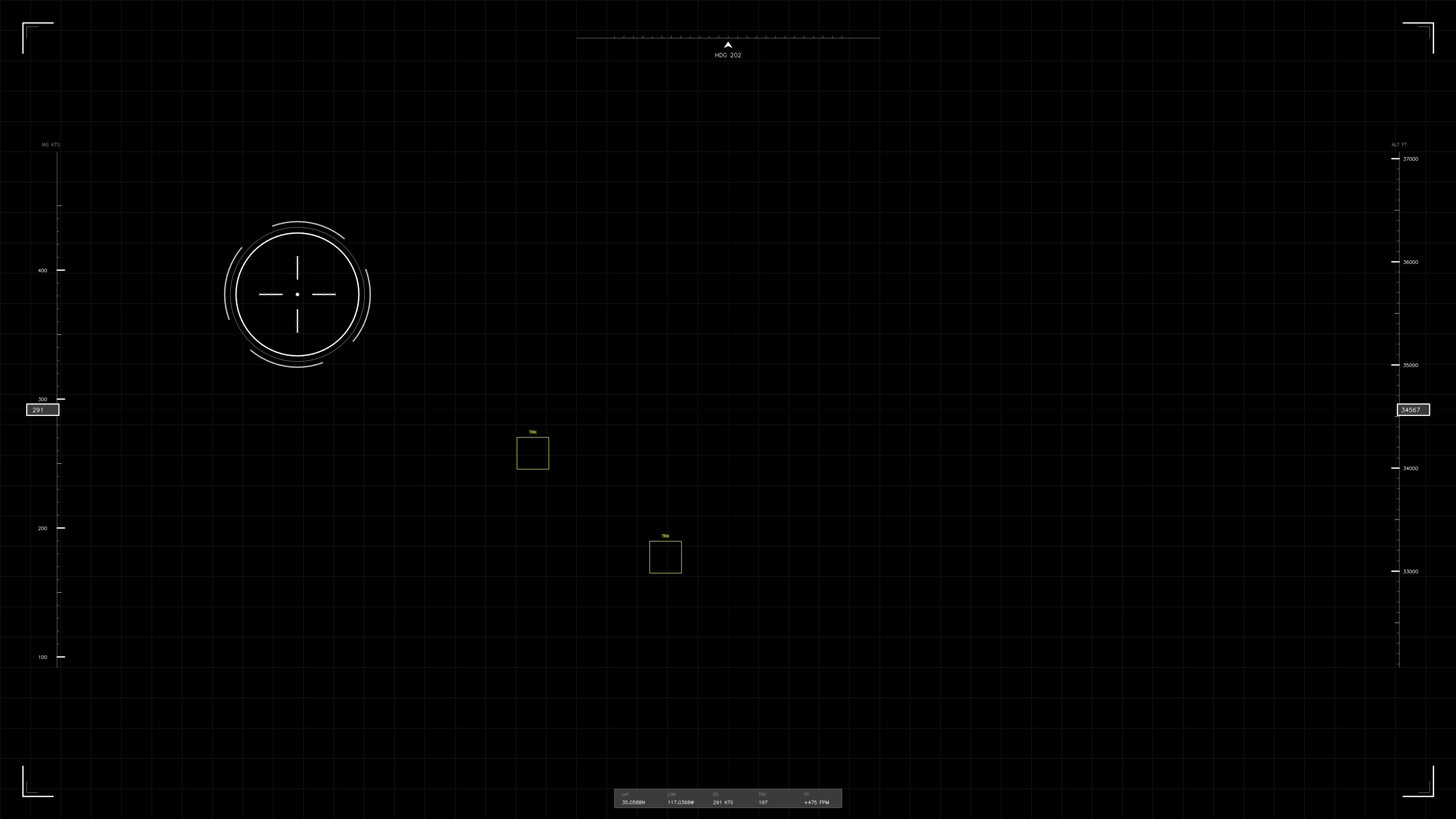 Military GUI war stock footage HUD animation for science fiction production in dark environment with grid elements and targets