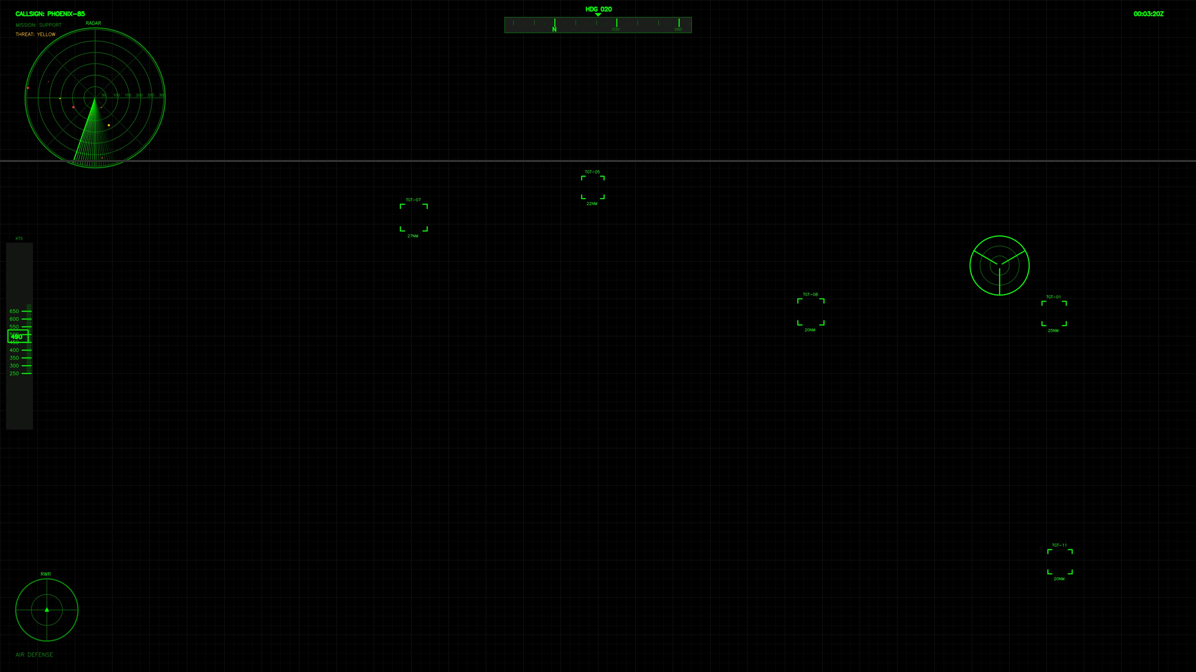 Military gui war stock footage hud animation for science fiction production in dark environment with clear radar display