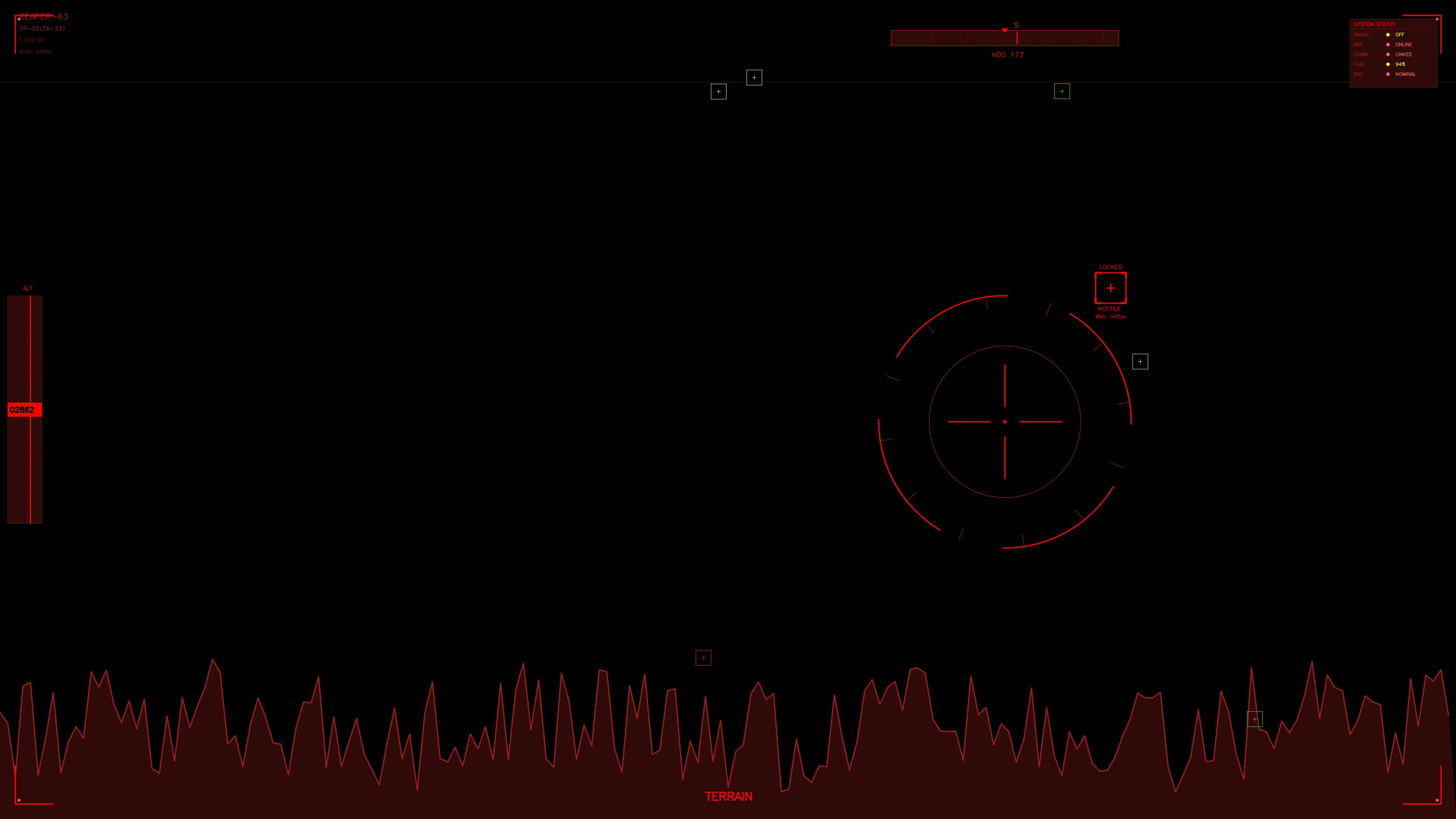 Military GUI war stock footage with HUD animation suitable for science fiction production