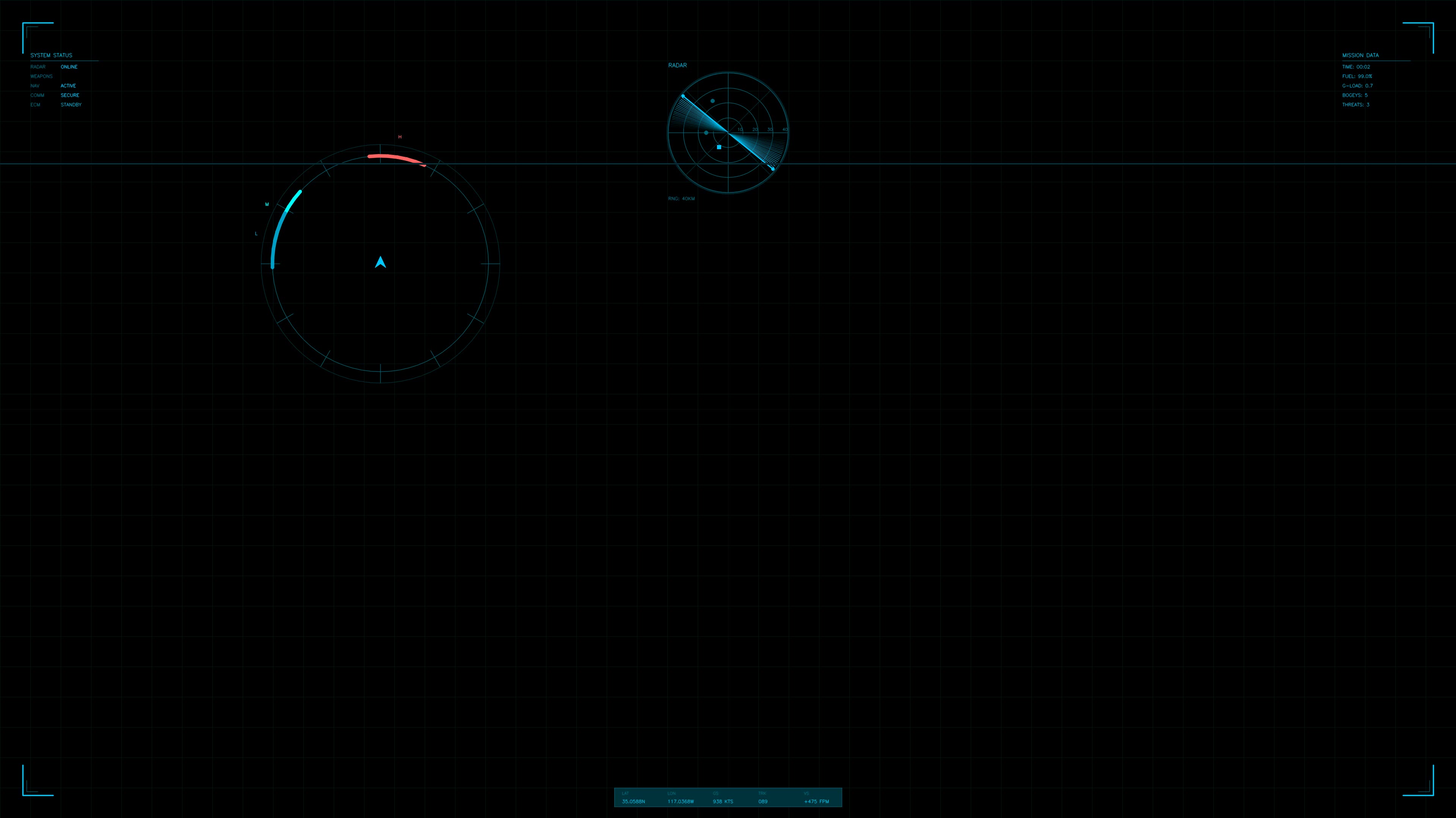 Military gui war stock footage hud animation for science fiction production in dark setting with digital displays and readings
