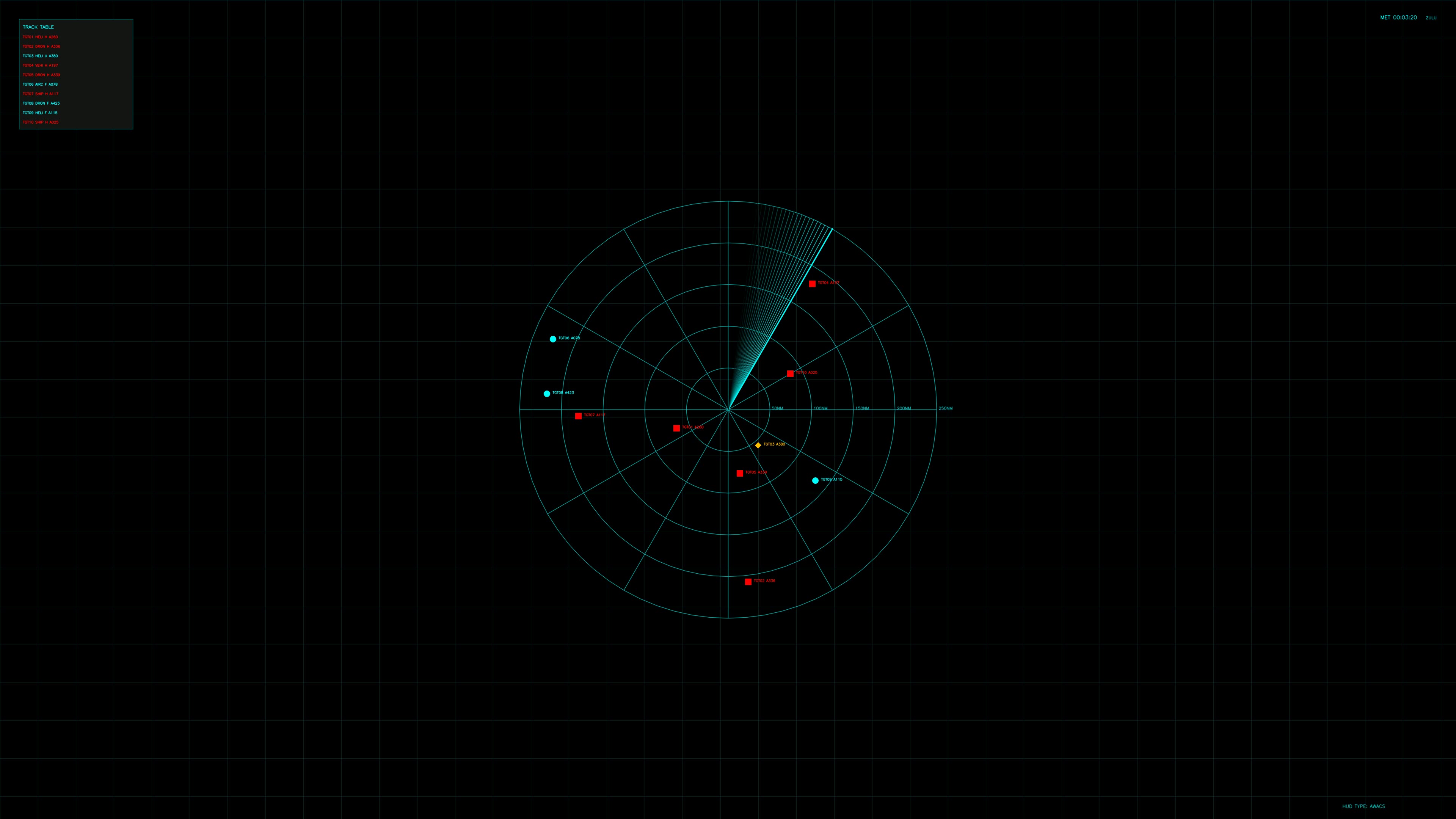 Military gui war stock footage hud animation for science fiction production featuring radar display and tracking data in dark setting