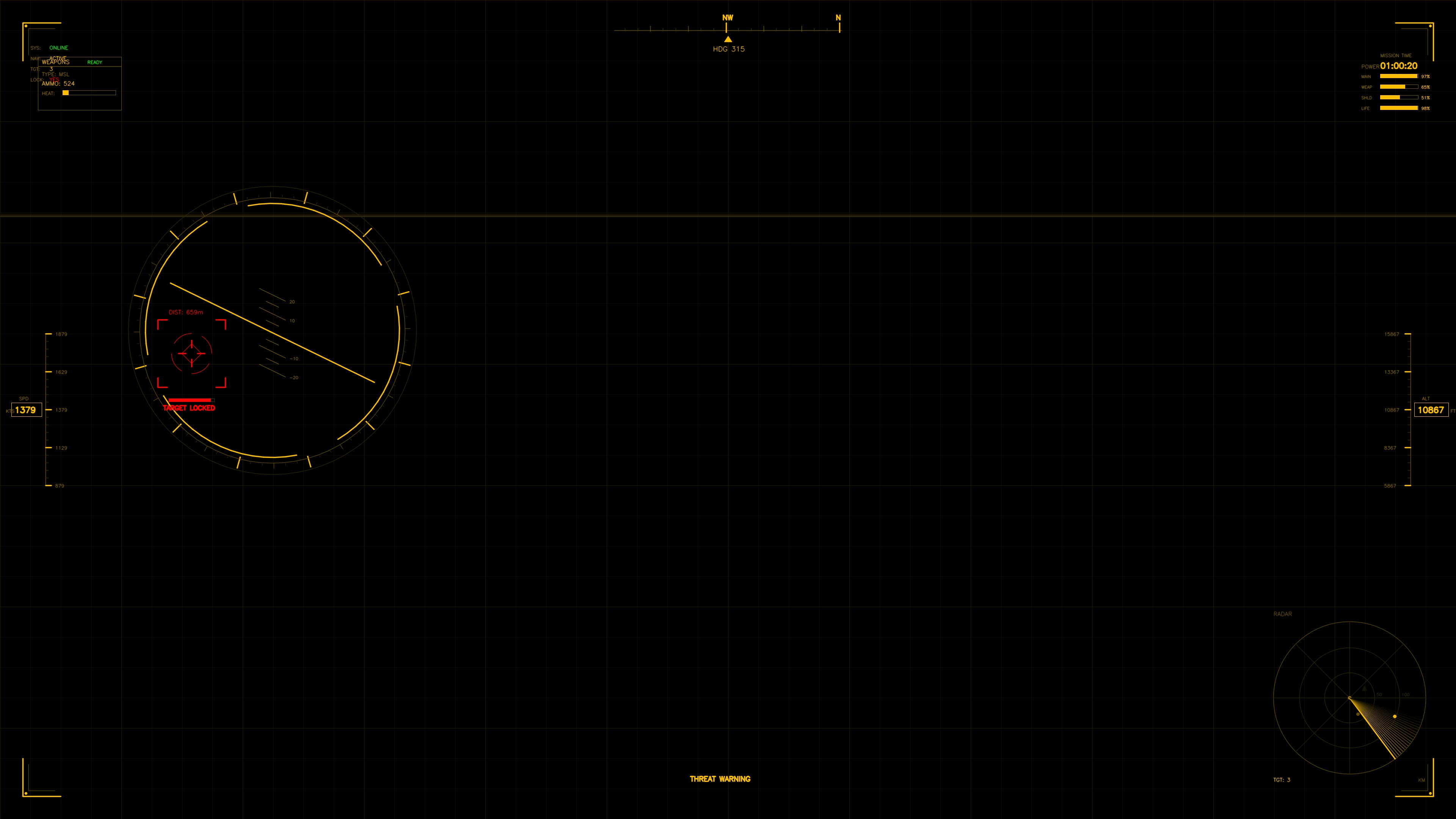 Military gui war stock footage hud animation for science fiction production in dark theme