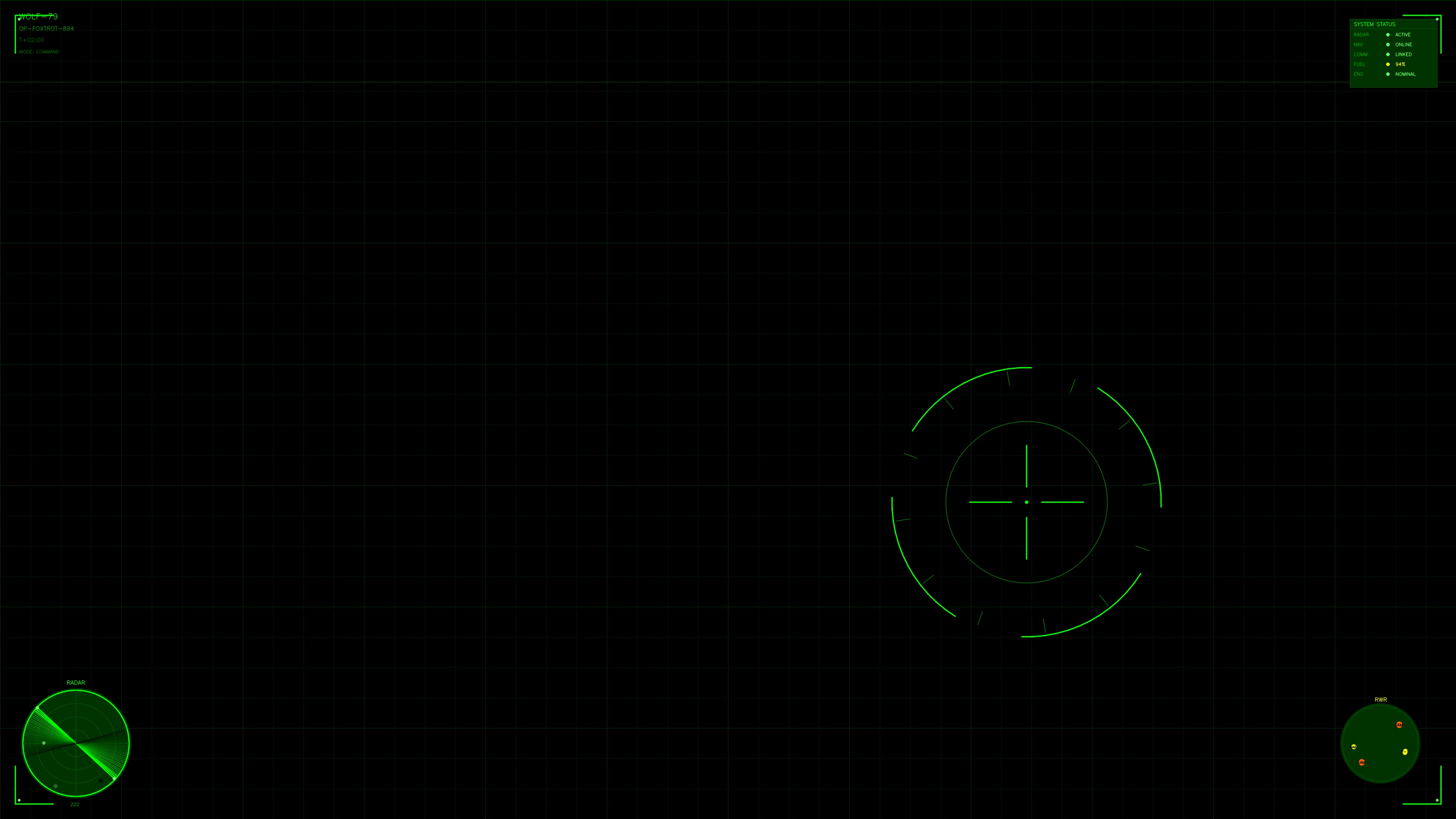 Military gui war stock footage hud animation for science fiction production showing targeting interface with green graphics and grid