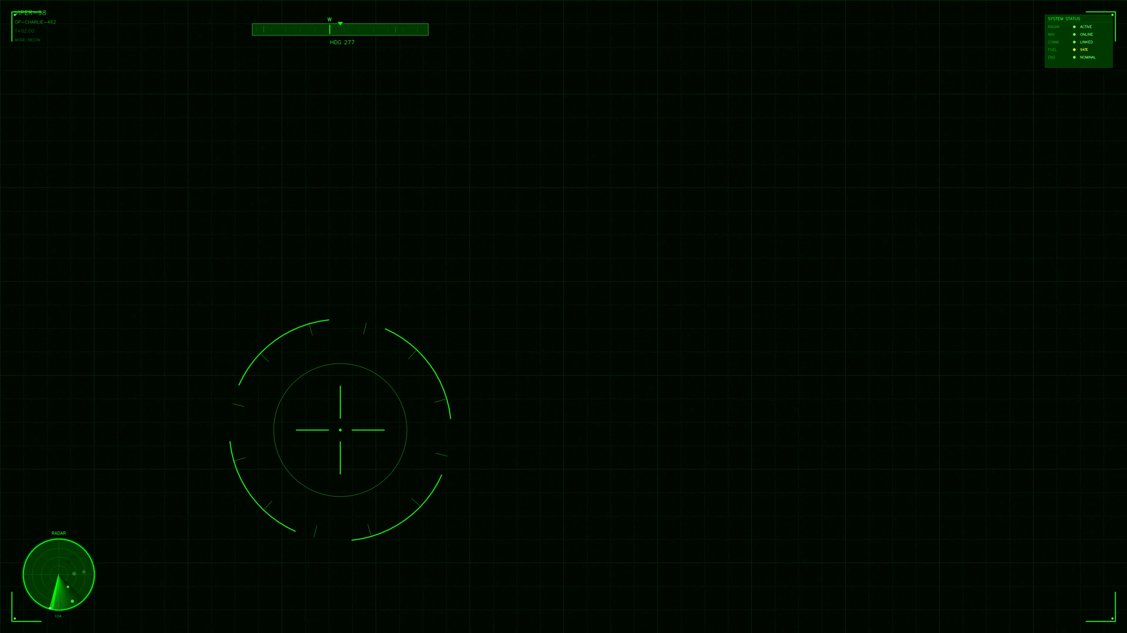 Military gui war stock footage hud animation for science fiction production in dark background with green display elements for digital use