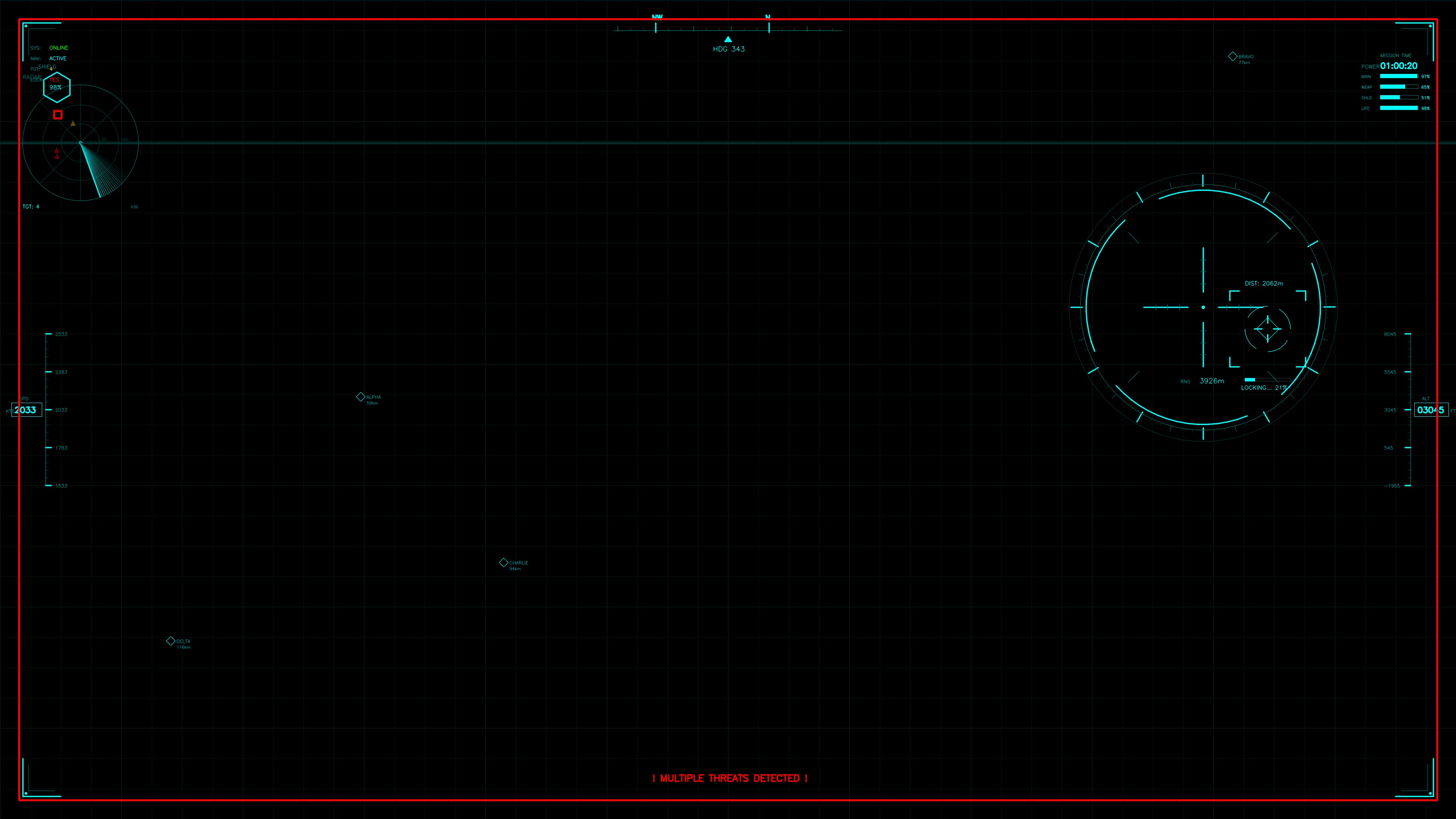 Military gui war stock footage with hud animation for science fiction production in a dark setting