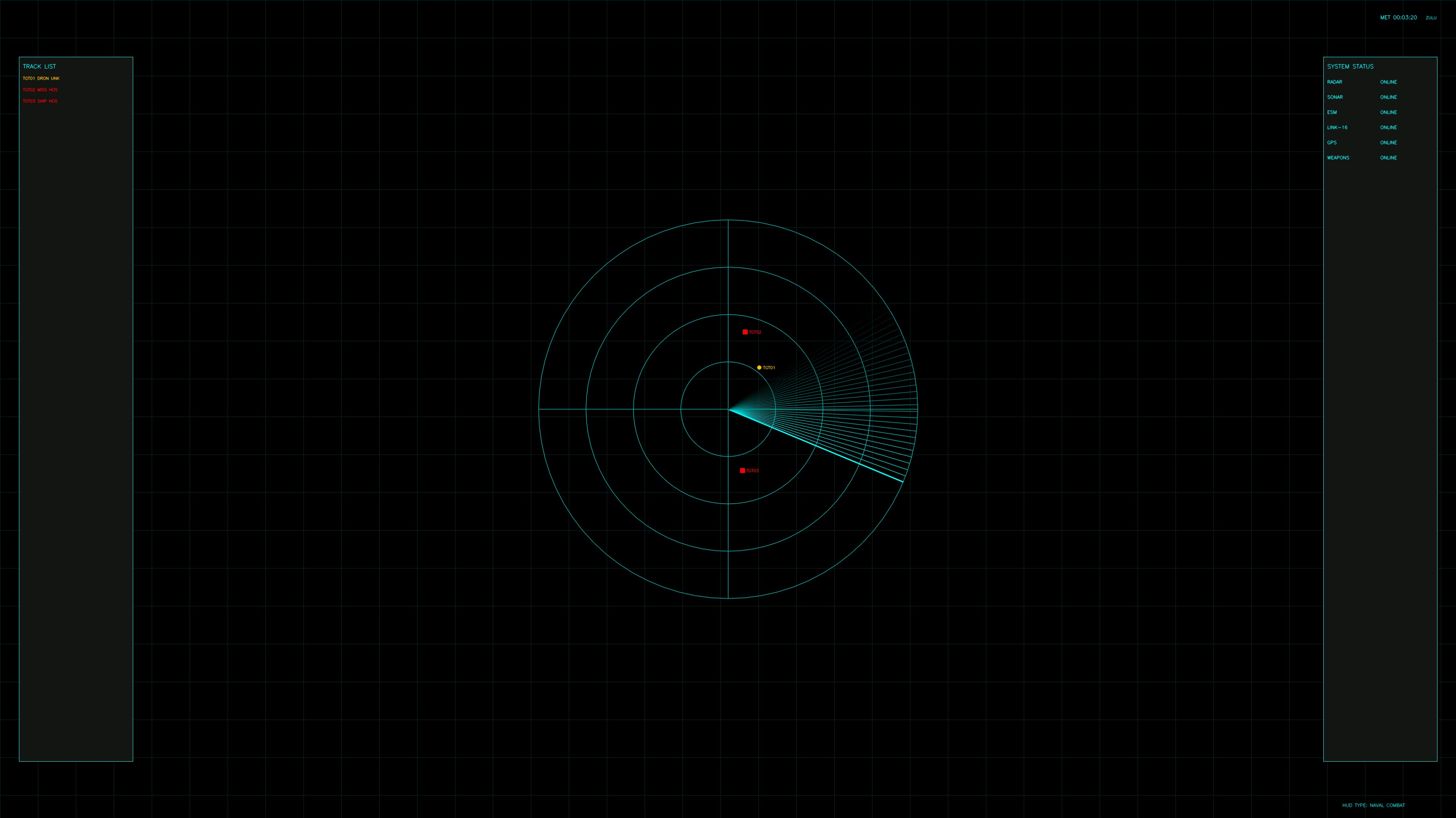 Military gui war stock footage hud animation for science fiction production displays radar data and interface elements in a dark setting
