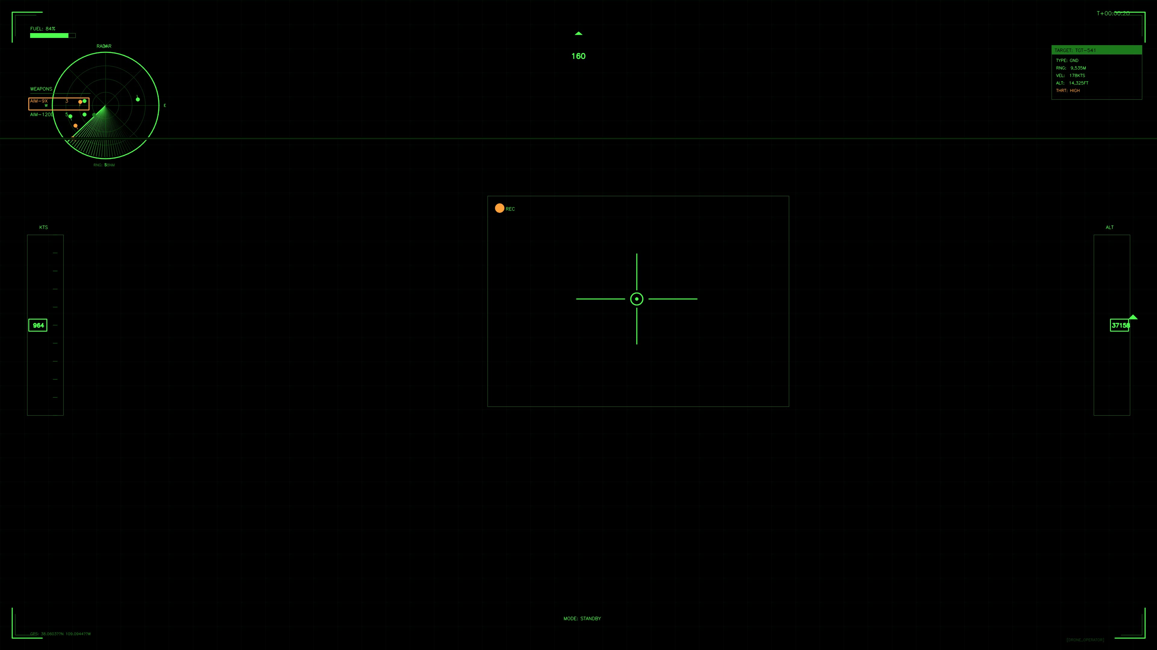 Military GUI for war stock footage featuring HUD animation for science fiction production in dark environment