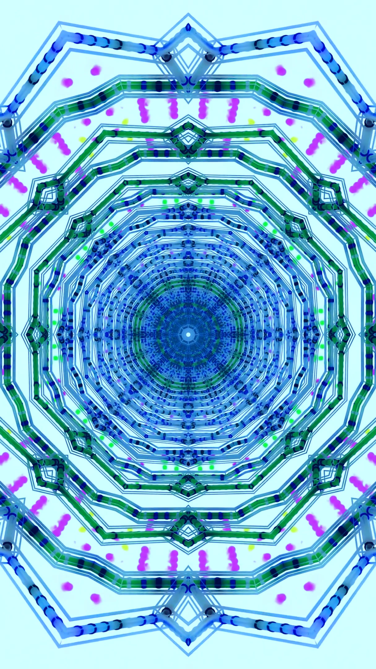 Dynamic tunnel effect video loop showcasing blue and green patter