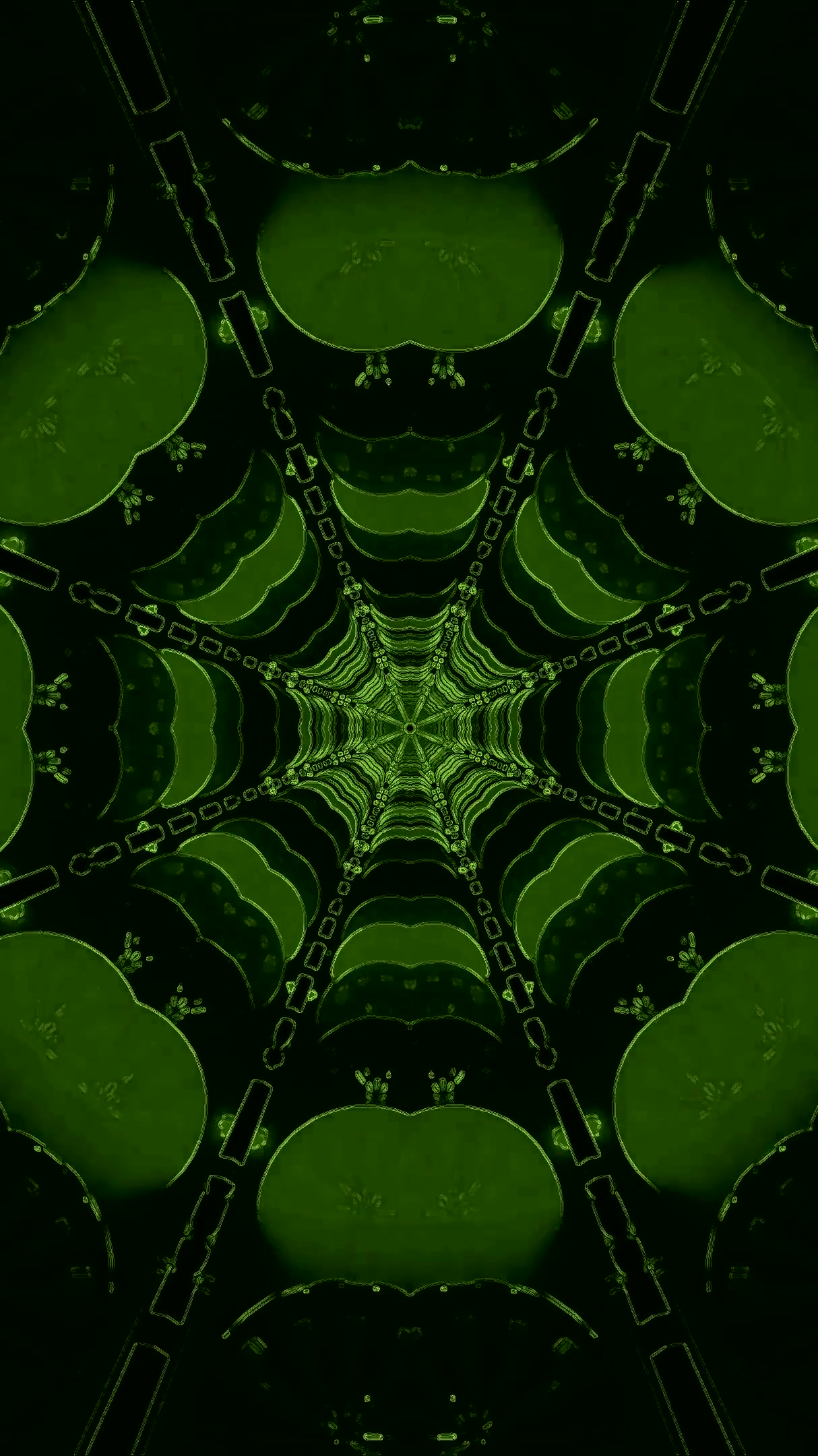Seamless tunnel video loop showcasing an abstract green fractal pattern for immersive visuals