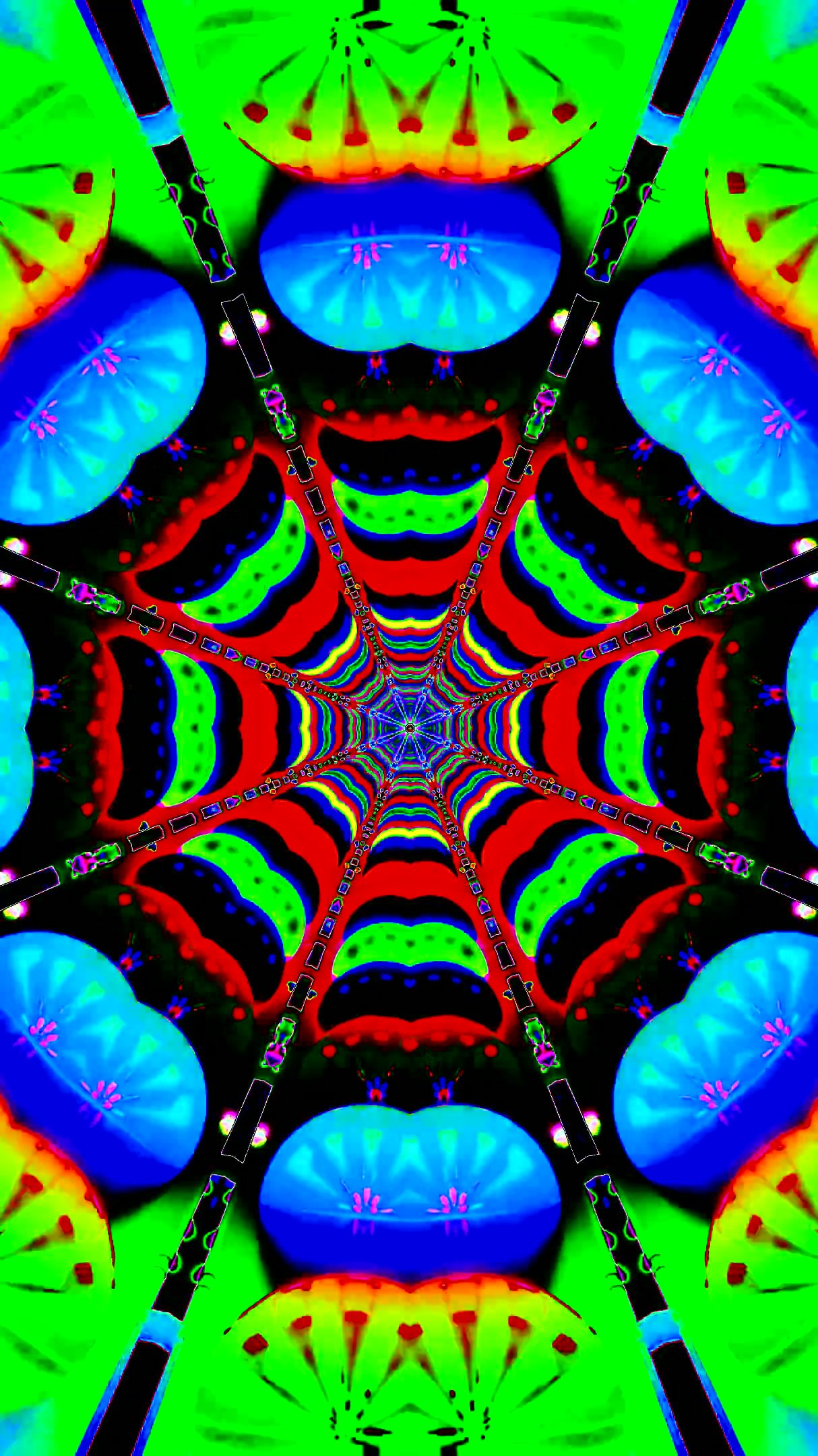 Colorful tunnel video loop display with vibrant patterns and abst