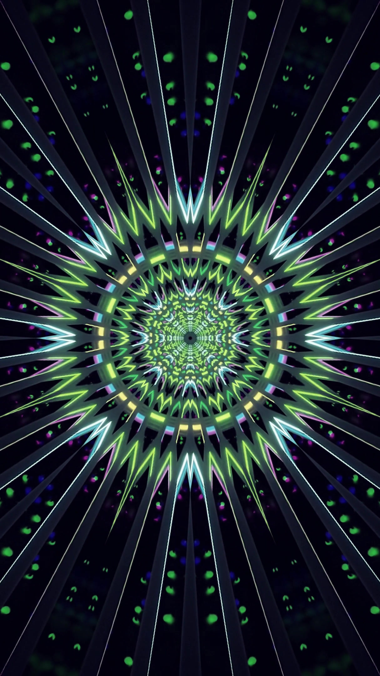 Mesmerizing tunnel loop screensaver with vibrant spirals and radi