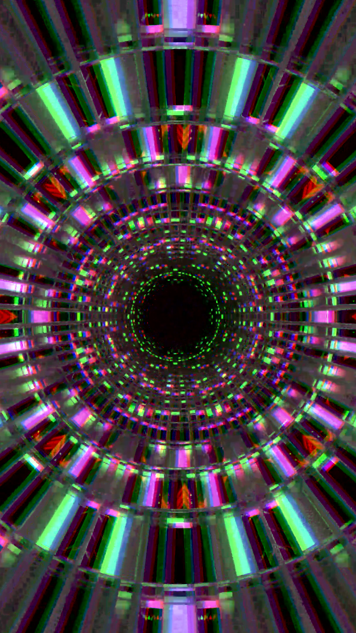 Seamless tunnel video loop with vibrant colors and dynamic patterns for screensaver use