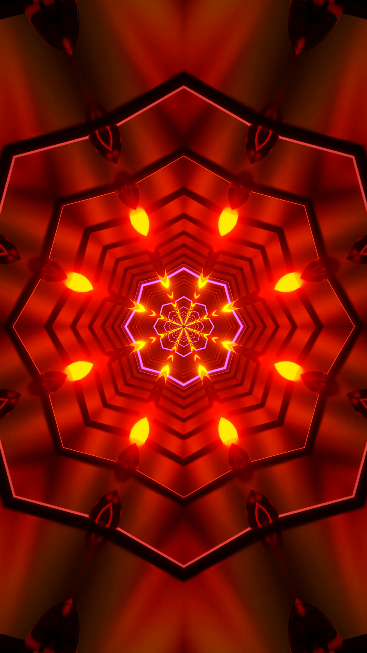 Vibrant tunnel video loop with colorful lights and patterns creat