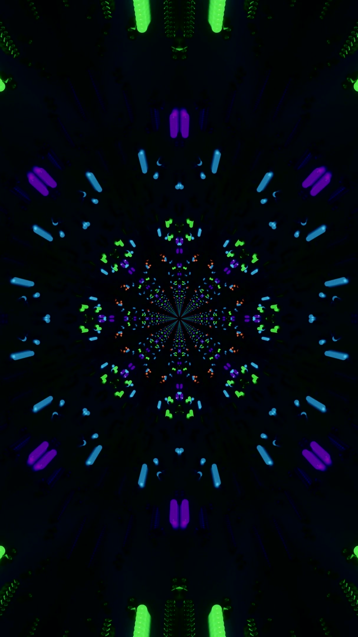 Seamless tunnel video loop with bright colored lights creating a dynamic visual experience for screensavers