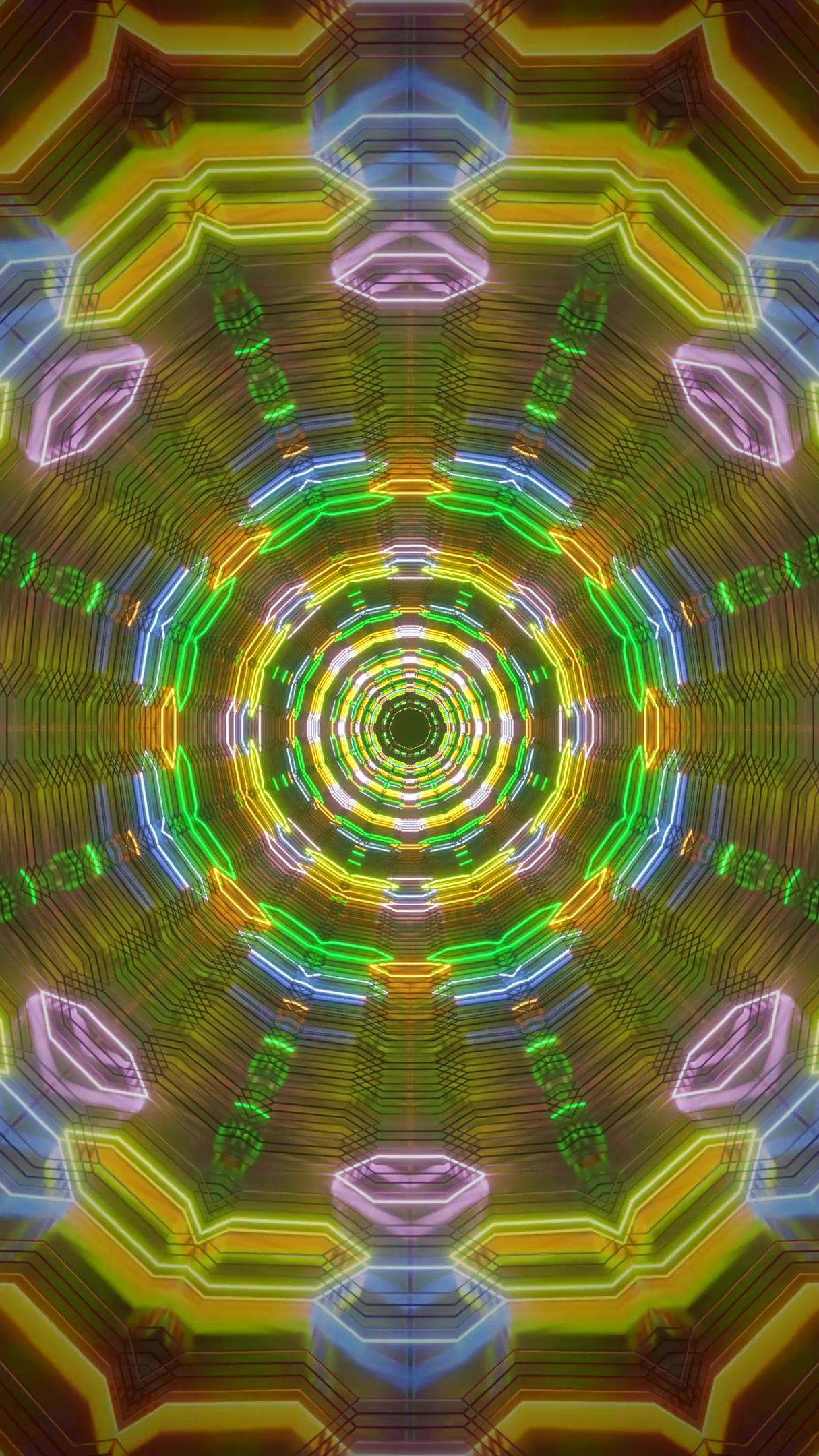 Vibrant tunnel video loop screensaver creating an endless flow of colorful lights and patterns in a mesmerizing display