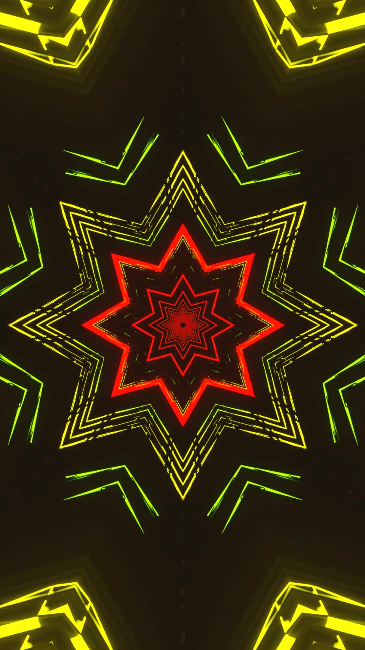 Seamless tunnel vj loop with vibrant red and green patterns creating a dynamic visual experience