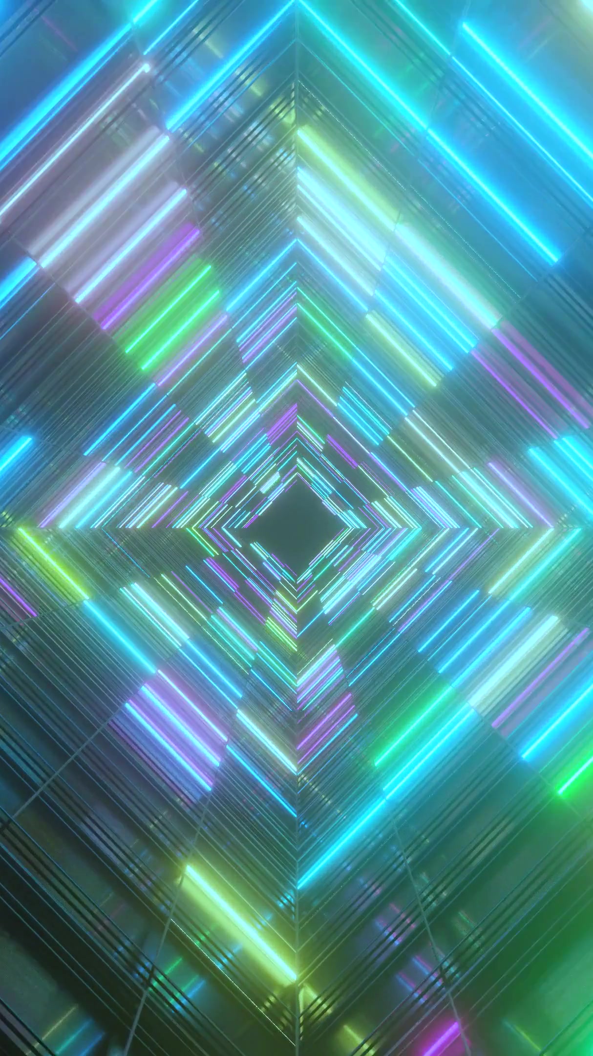 Colorful tunnel video loop with bright lights for screensaver and