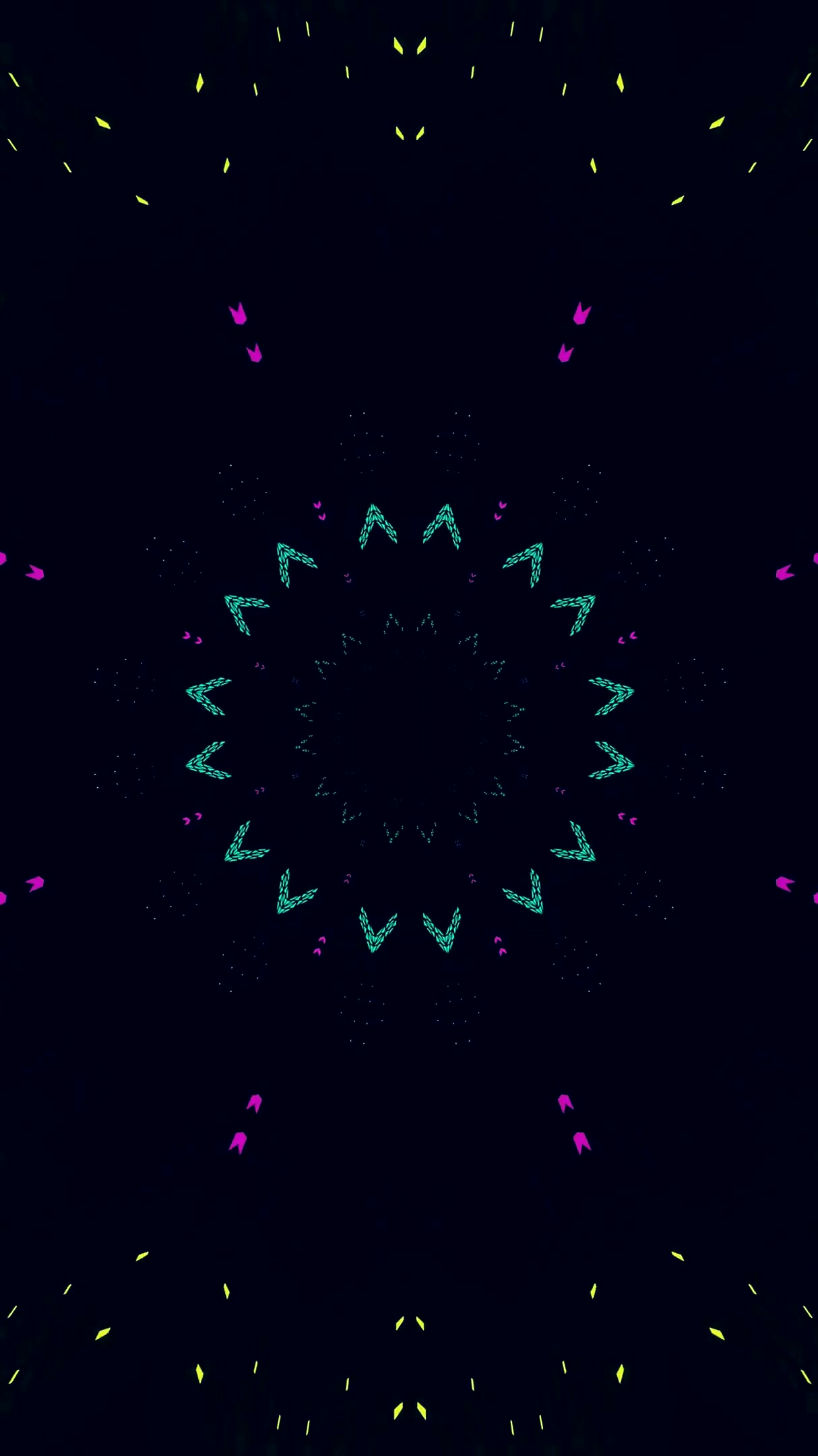 Seamless tunnel video loop with vibrant geometric patterns in shades of purple and teal creates an immersive visual experience