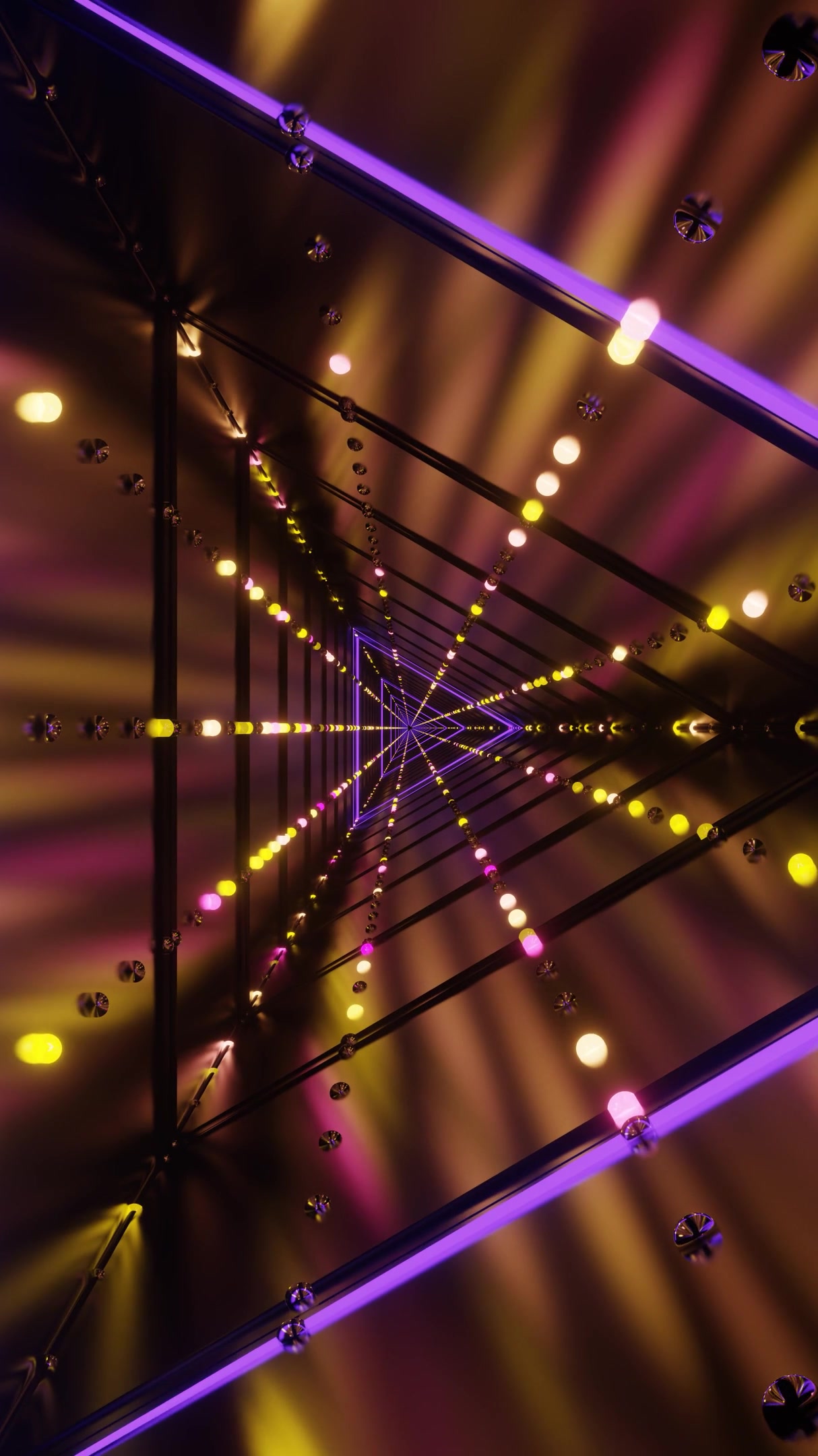 Seamless tunnel video loop with vibrant lights creating a mesmerizing effect for screensavers and visual displays