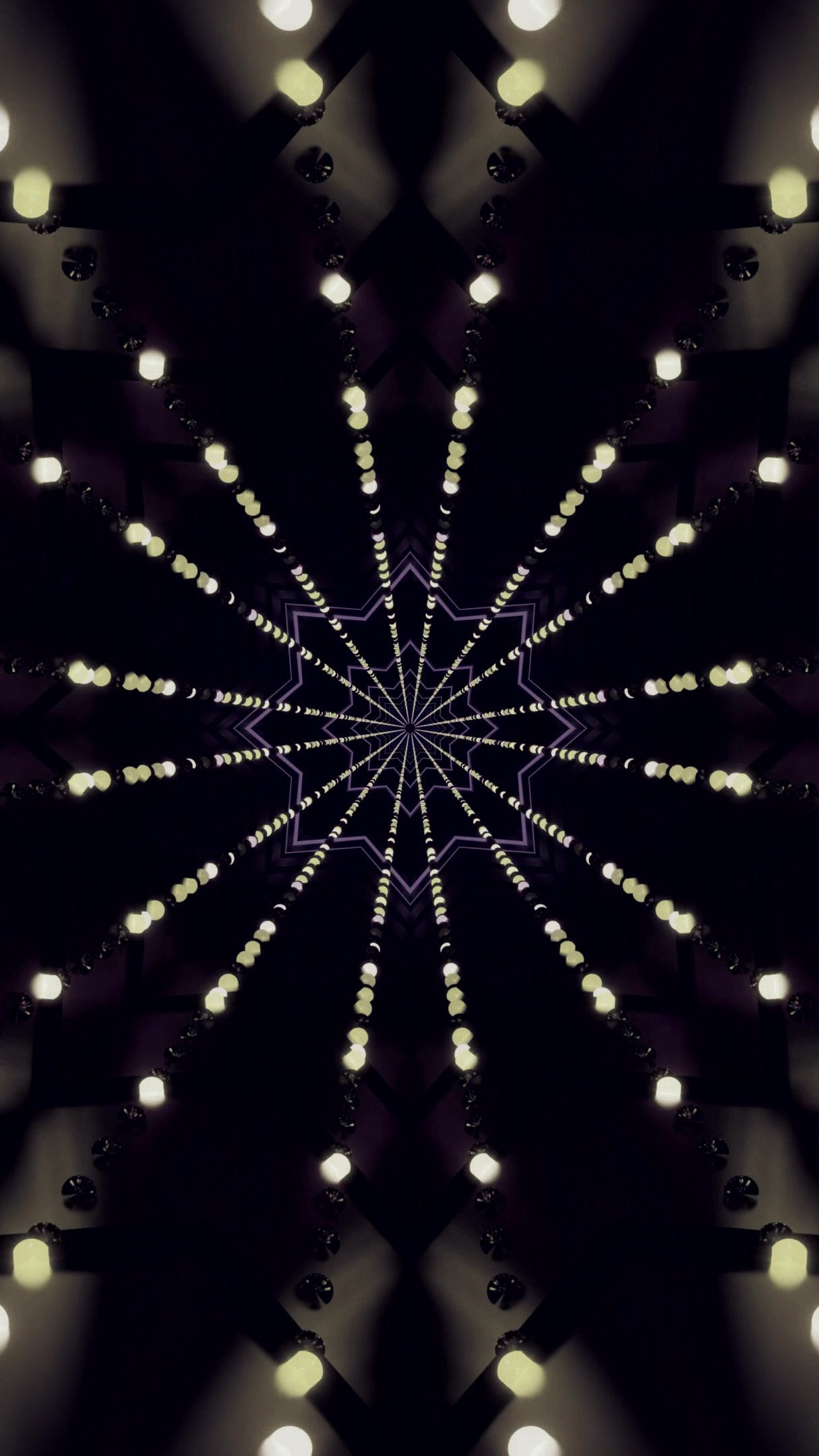 Tunnel video vj loop screensaver showcasing seamless looping design with lights and patterns in a star shape