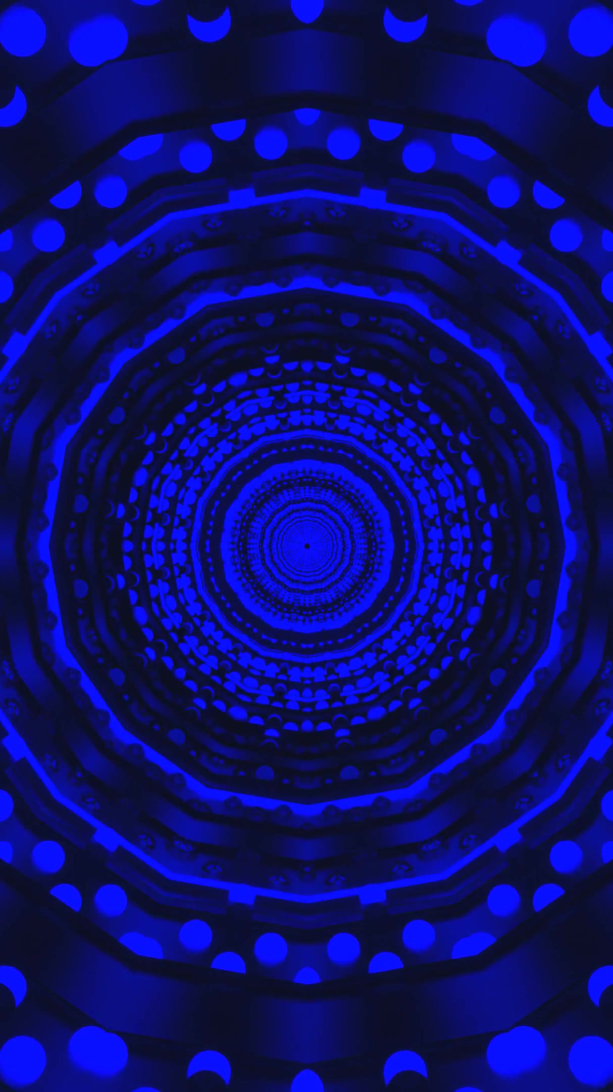 Tunnel video vj loop screensaver with seamless motion in deep blu