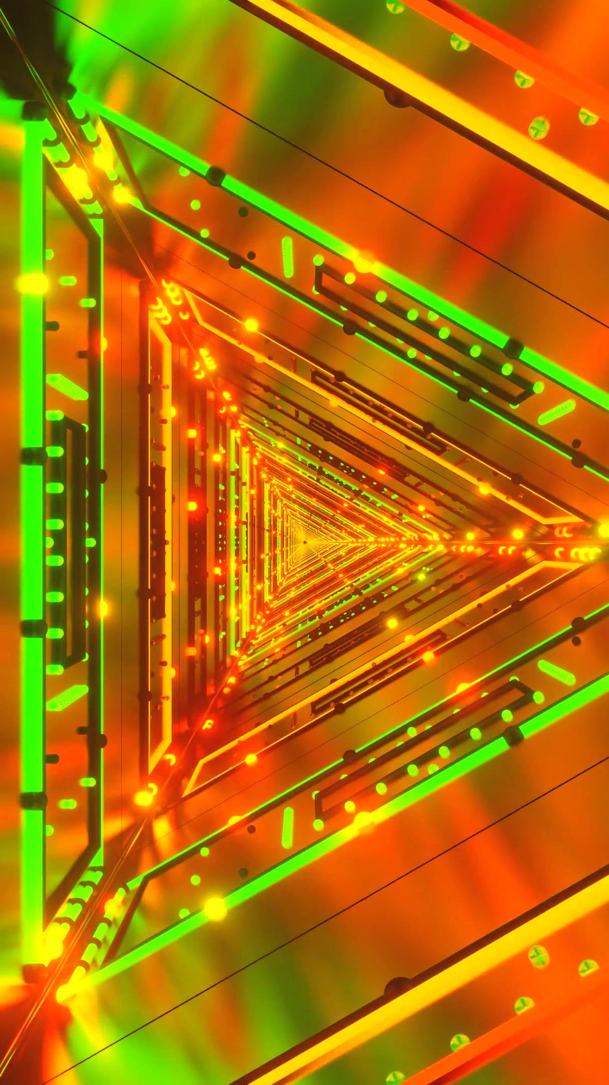 Seamless tunnel video loop with vibrant lights and geometric patterns creating a mesmerizing visual experience