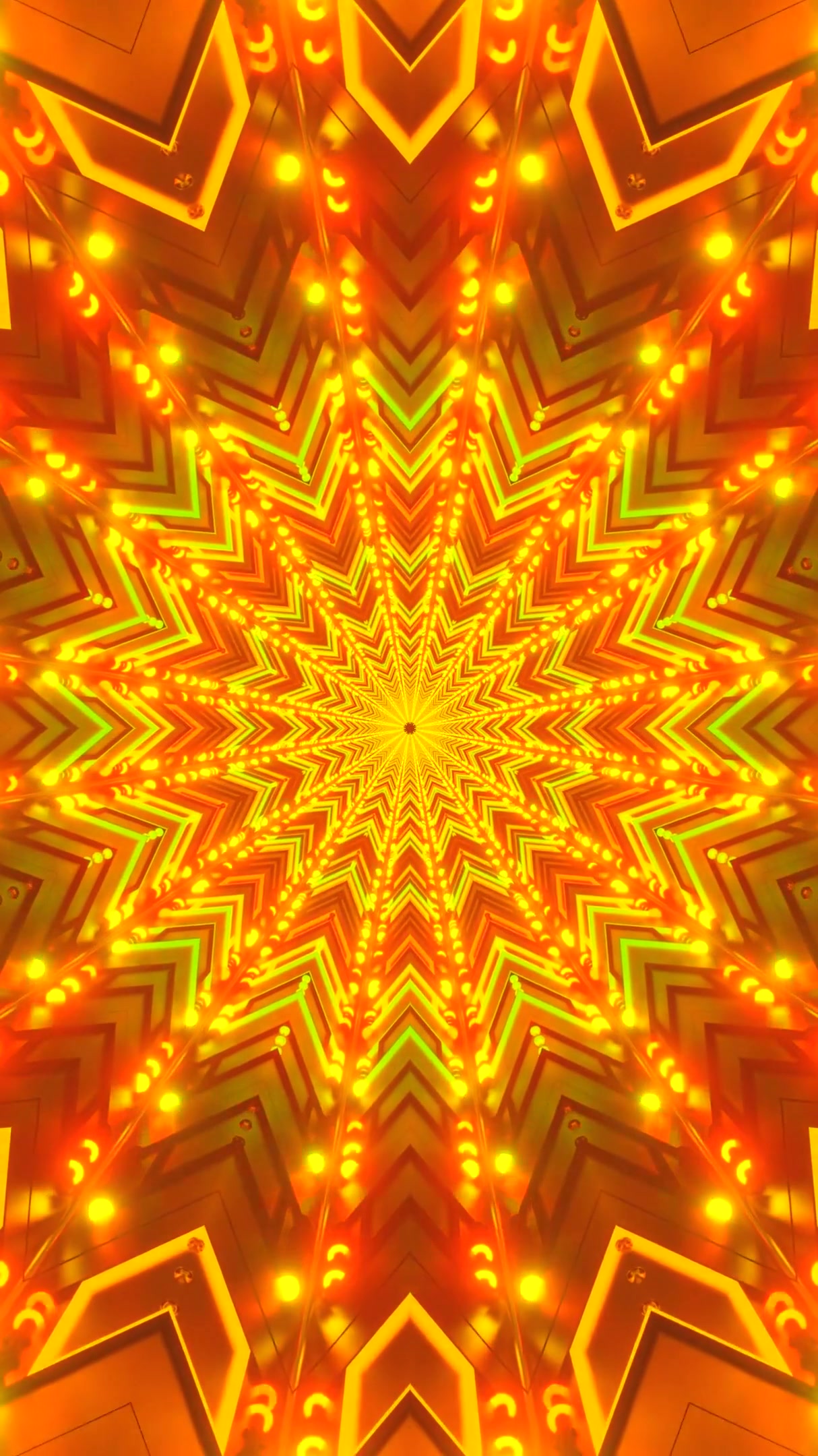 Seamless tunnel video loop with mesmerizing lights shifting in vi