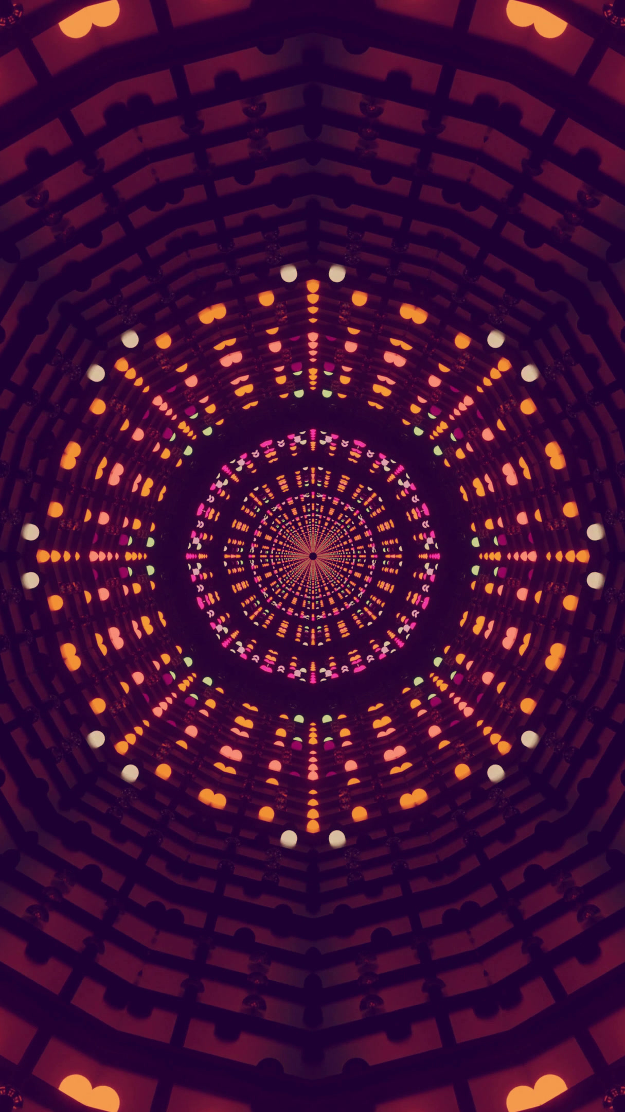 Seamless looping tunnel video screensaver with colorful lights cr