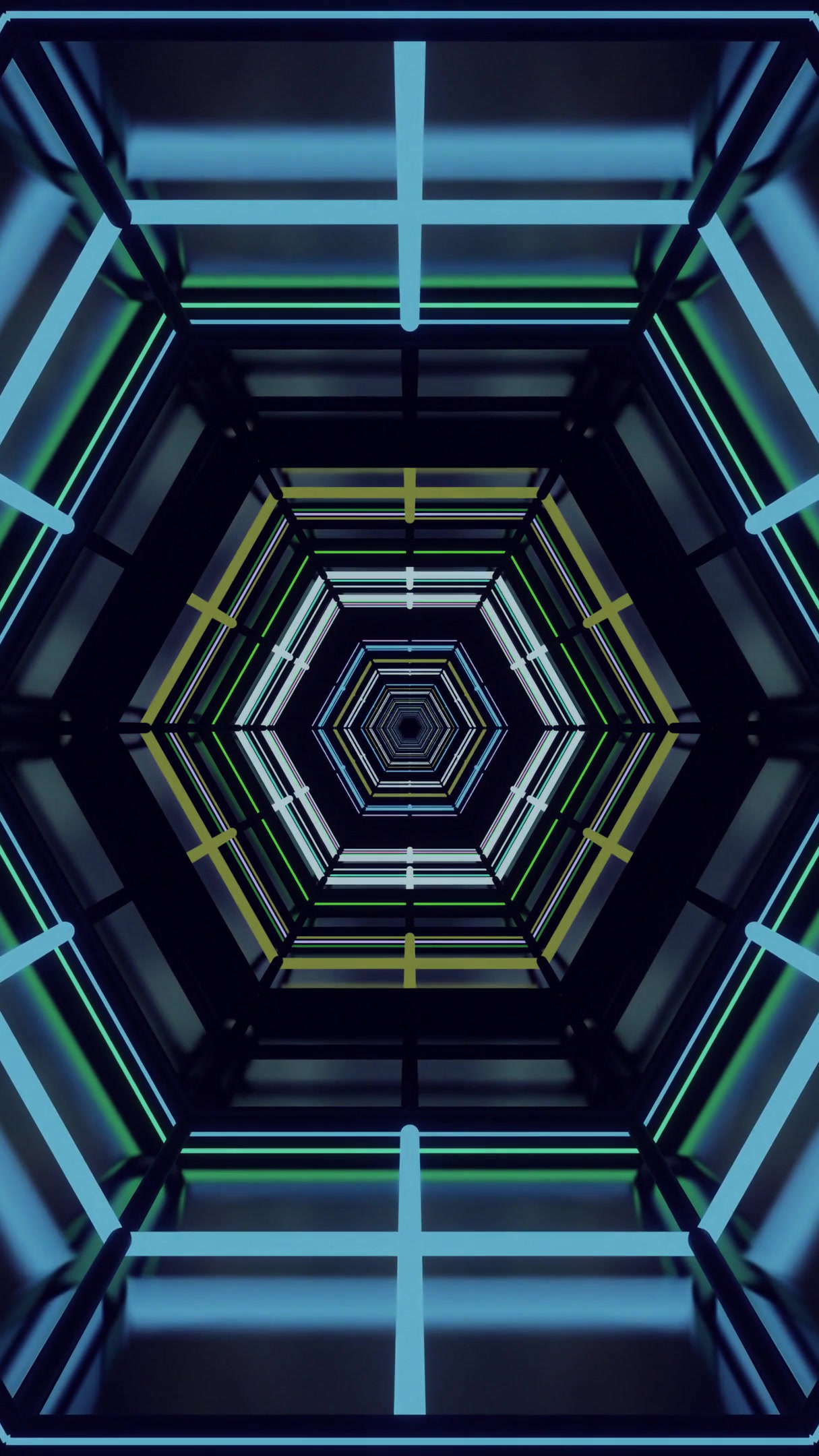 Seamless tunnel video loop featuring vibrant neon lights and geometric patterns for immersive visual experience