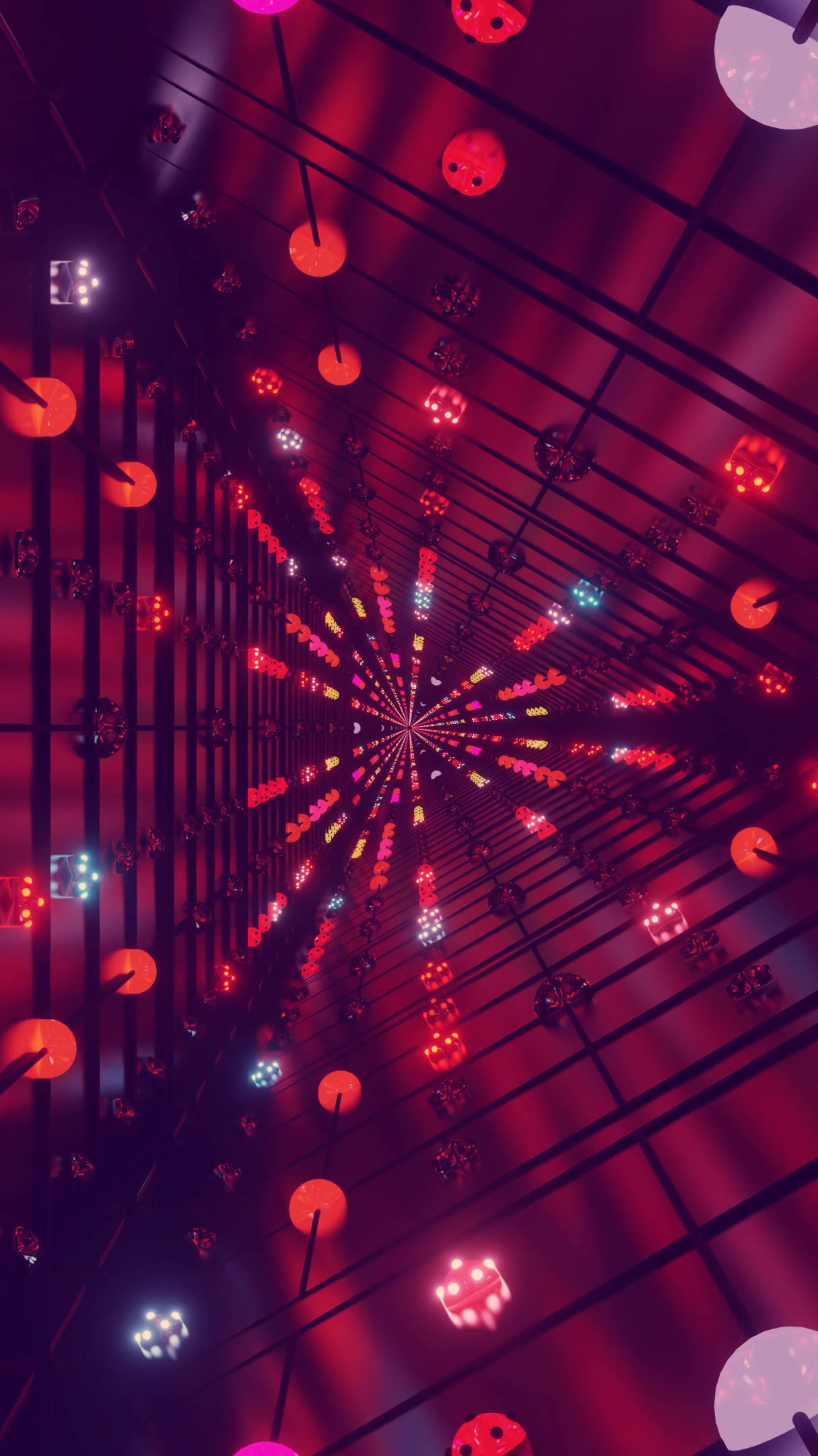 Vibrant tunnel light display creates an immersive experience with seamless loop and colorful patterns