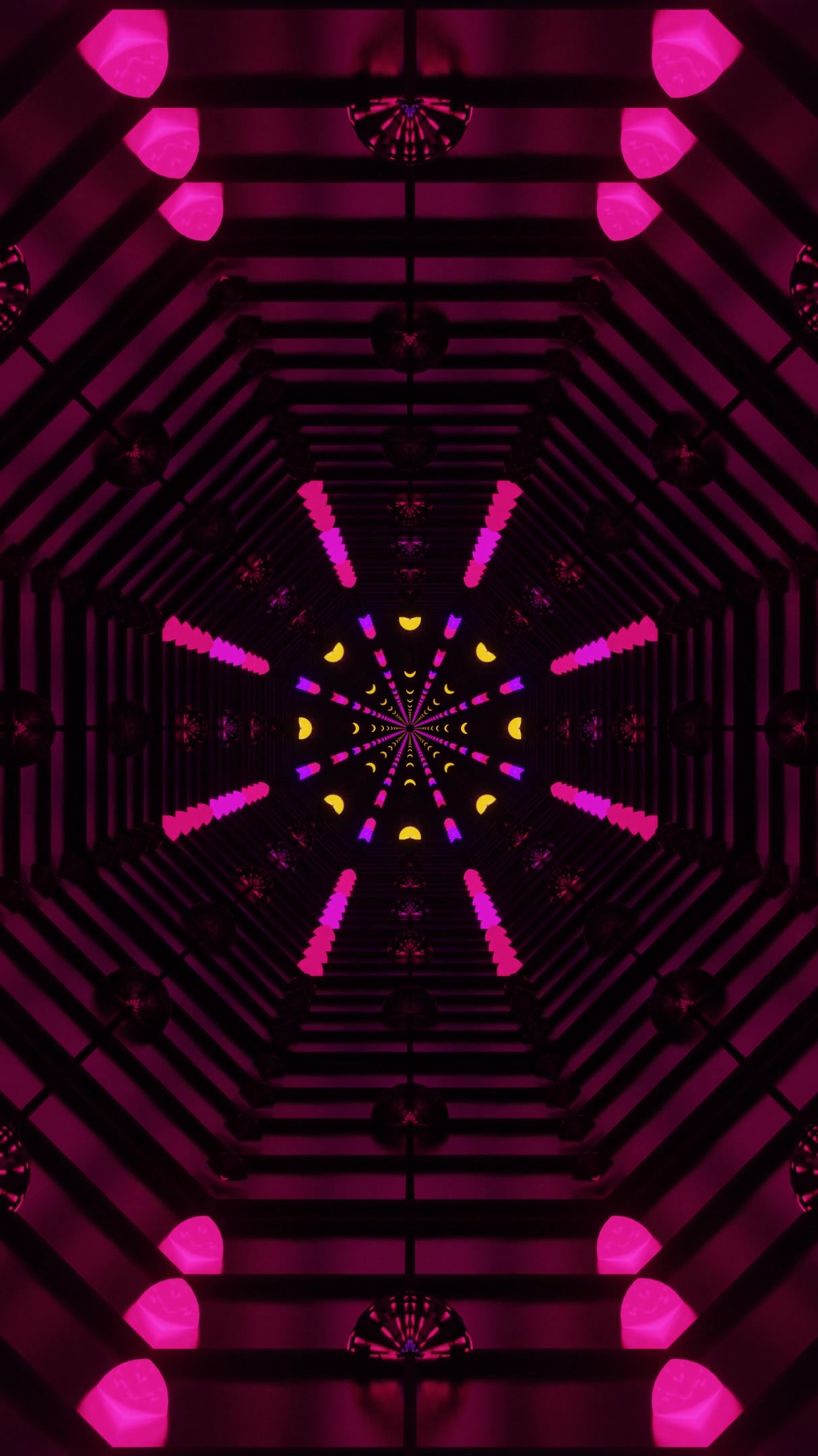 Colorful tunnel video vj loop seamless animation with dynamic bright lights and captivating patterns