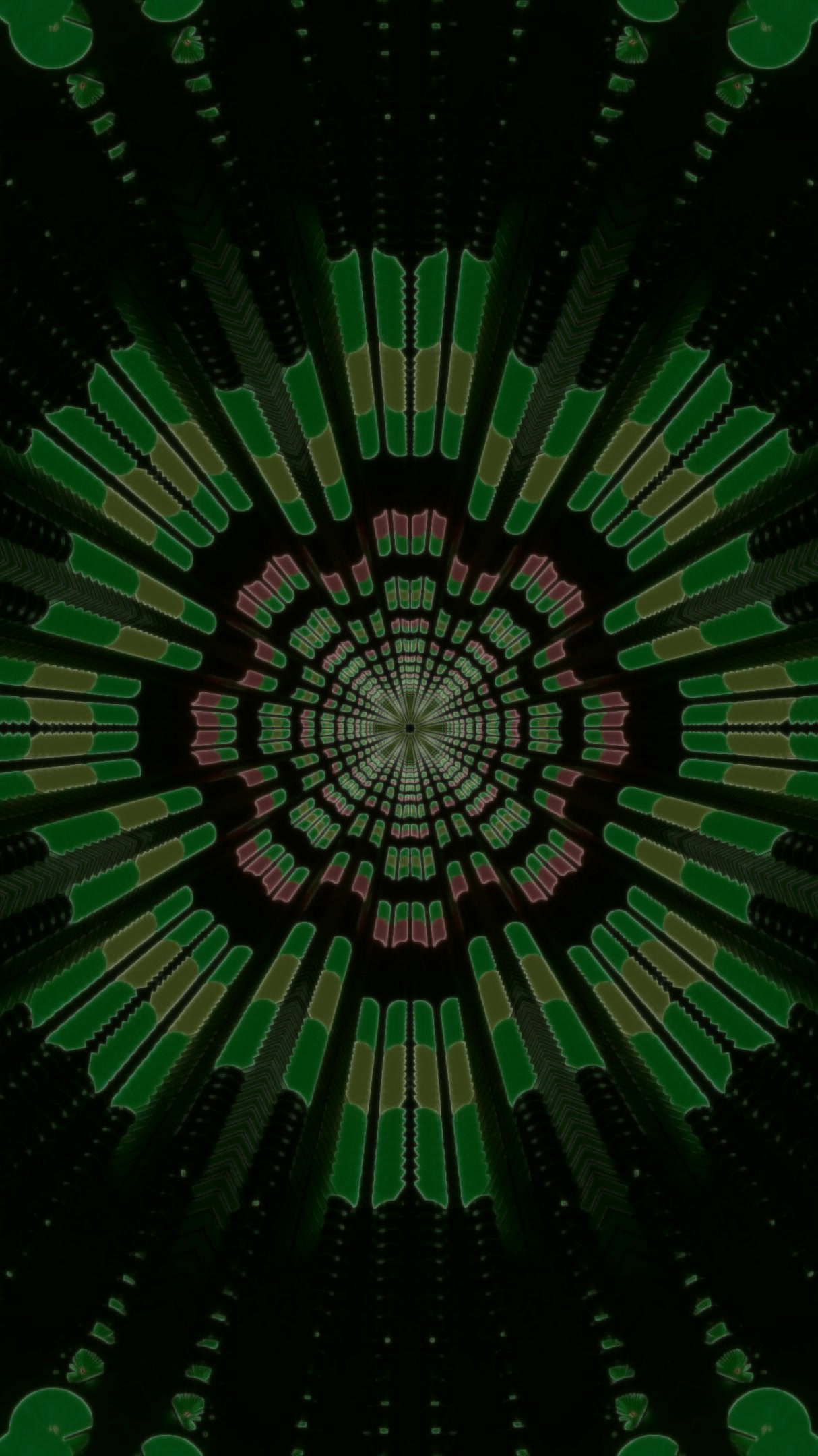 Seamless tunnel video vj loop screensaver with vibrant green and