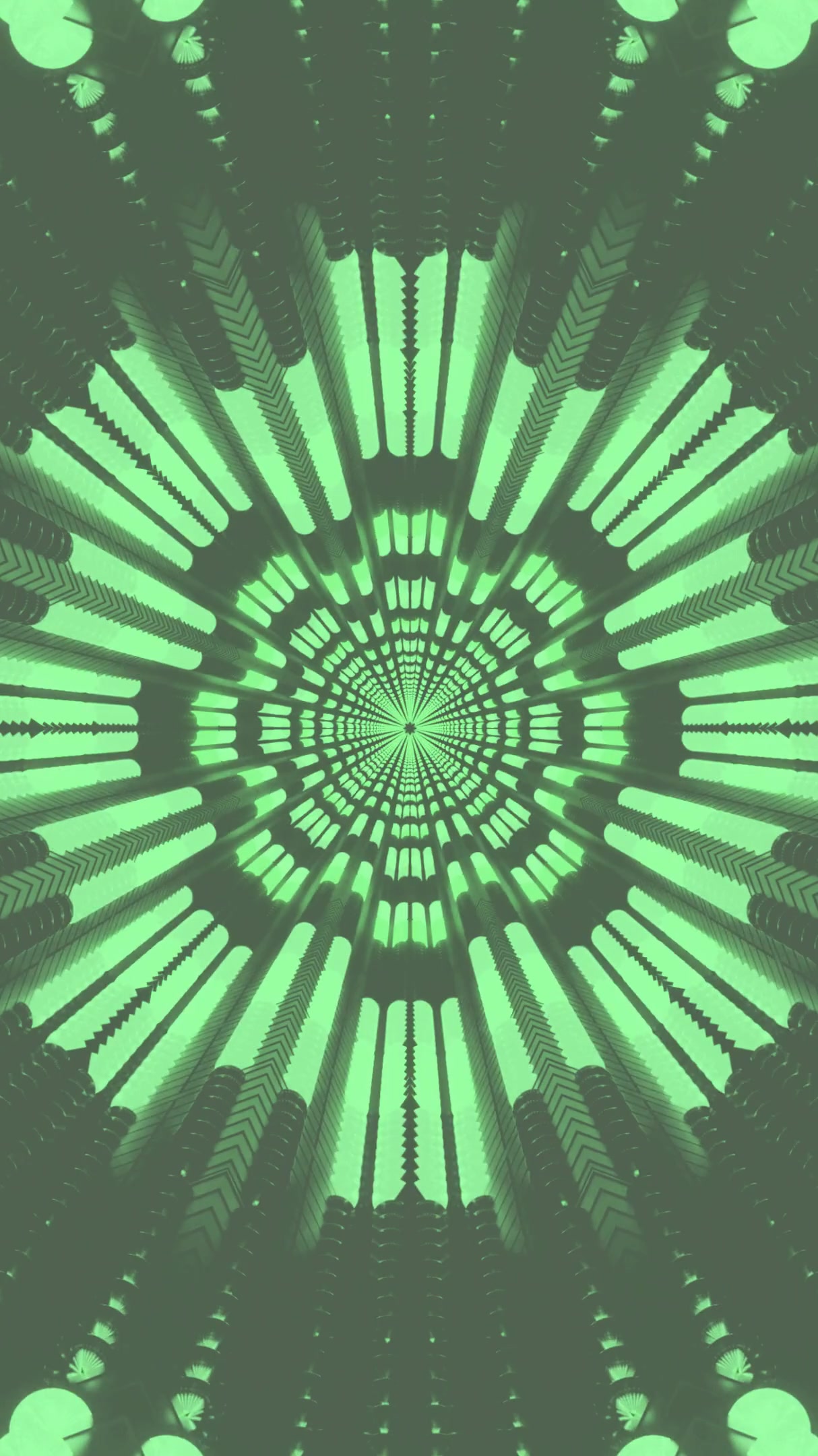 Experience a mesmerizing tunnel view with a seamless loop that captivates and enchants the viewer with vibrant green hues