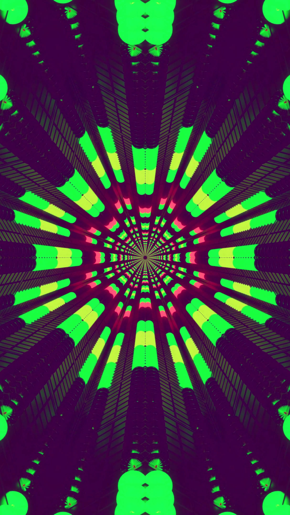 Vibrant tunnel video loop showcasing swirling green lights in a s